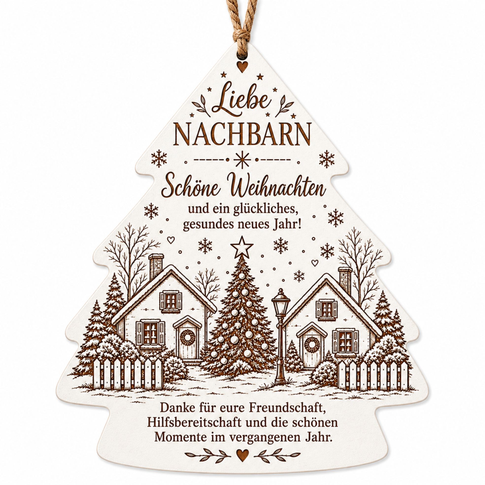 Geschenk für Nachbarn zu Weihnachten Schild Tannenbaum 10 x 14,5 cm