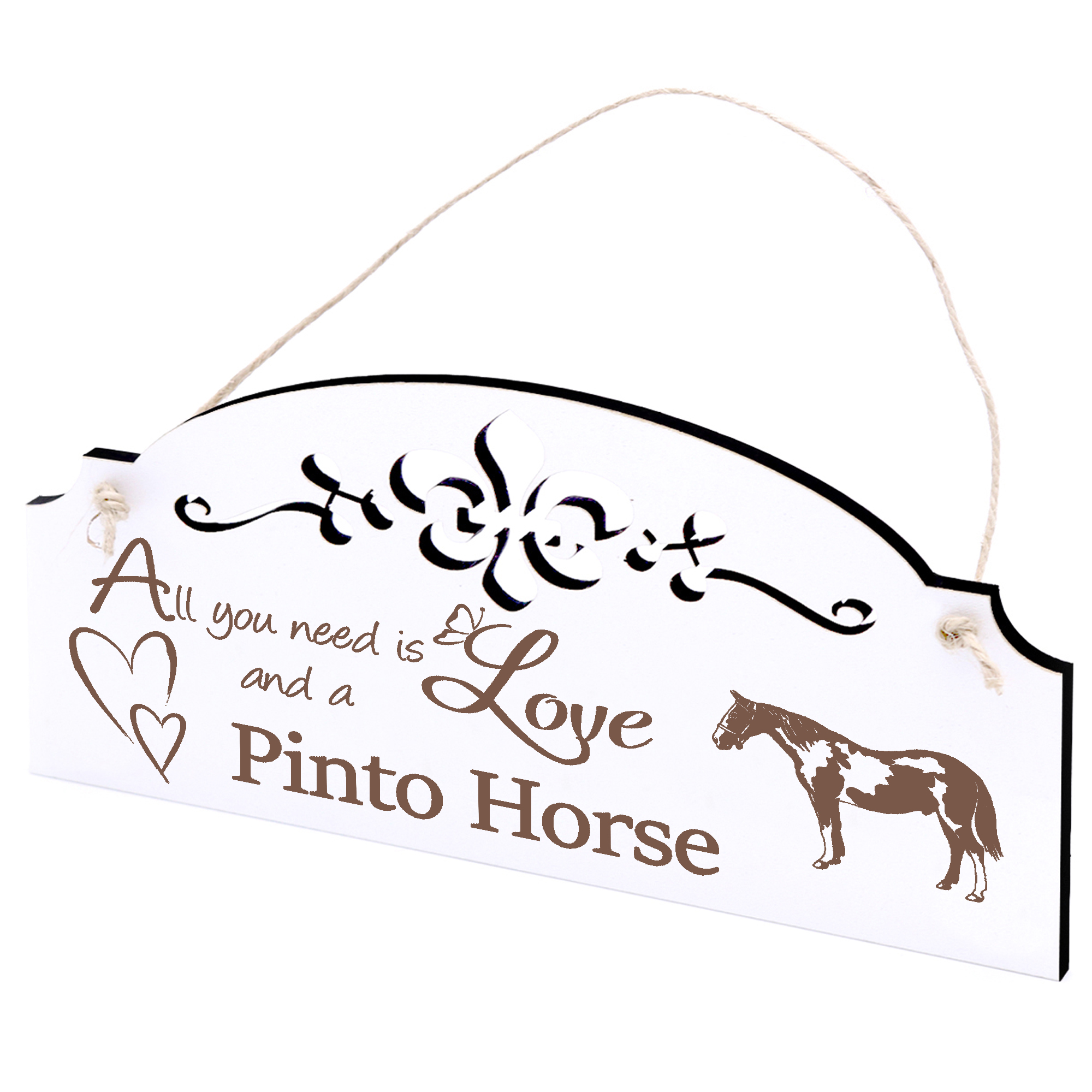 Schild Schecke Pinto Pferd Deko 20x10cm - All you need is Love and a Pinto Horse - Holz