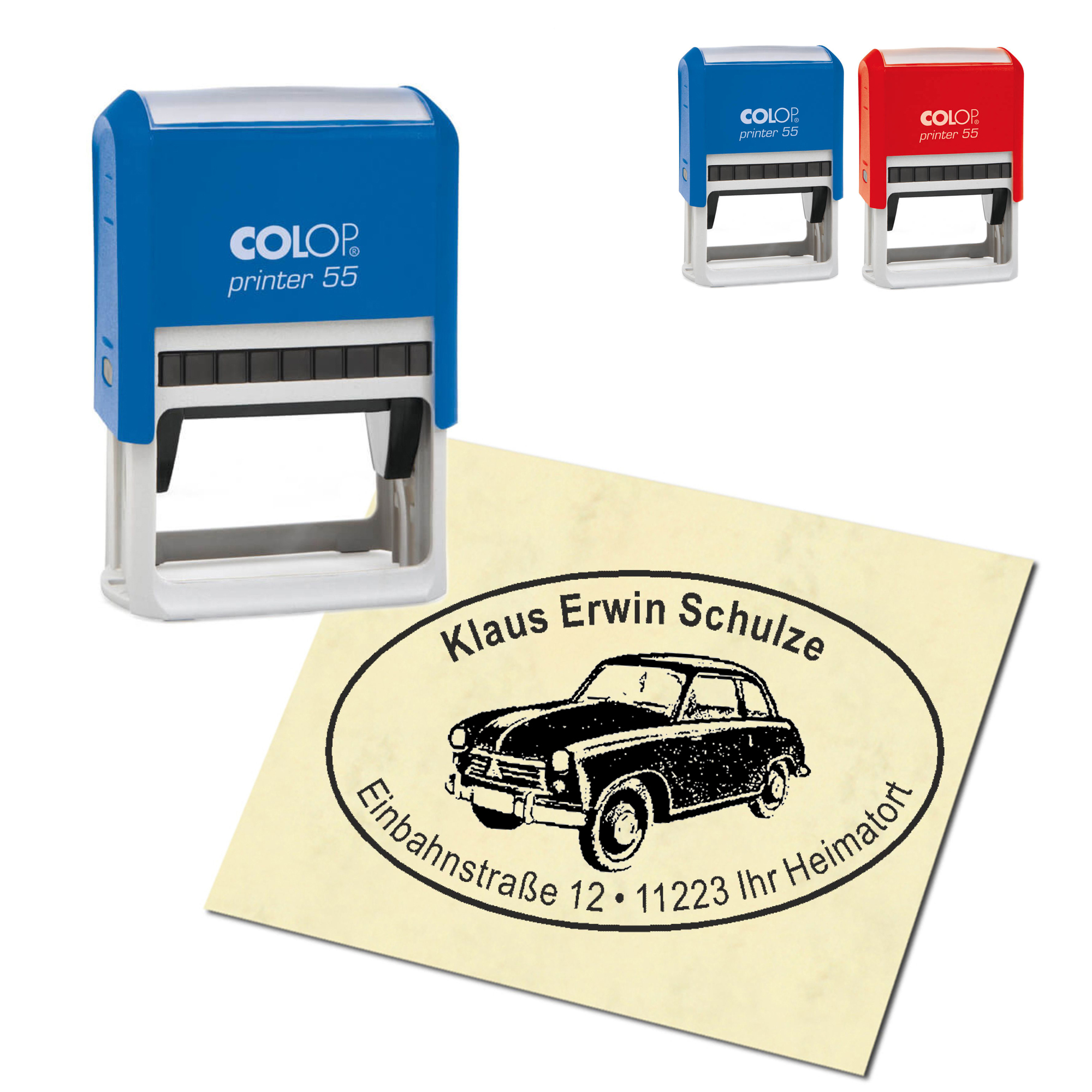 Adressstempel personalisiert Stempel - Oldtimer - oval 59 x 39 mm