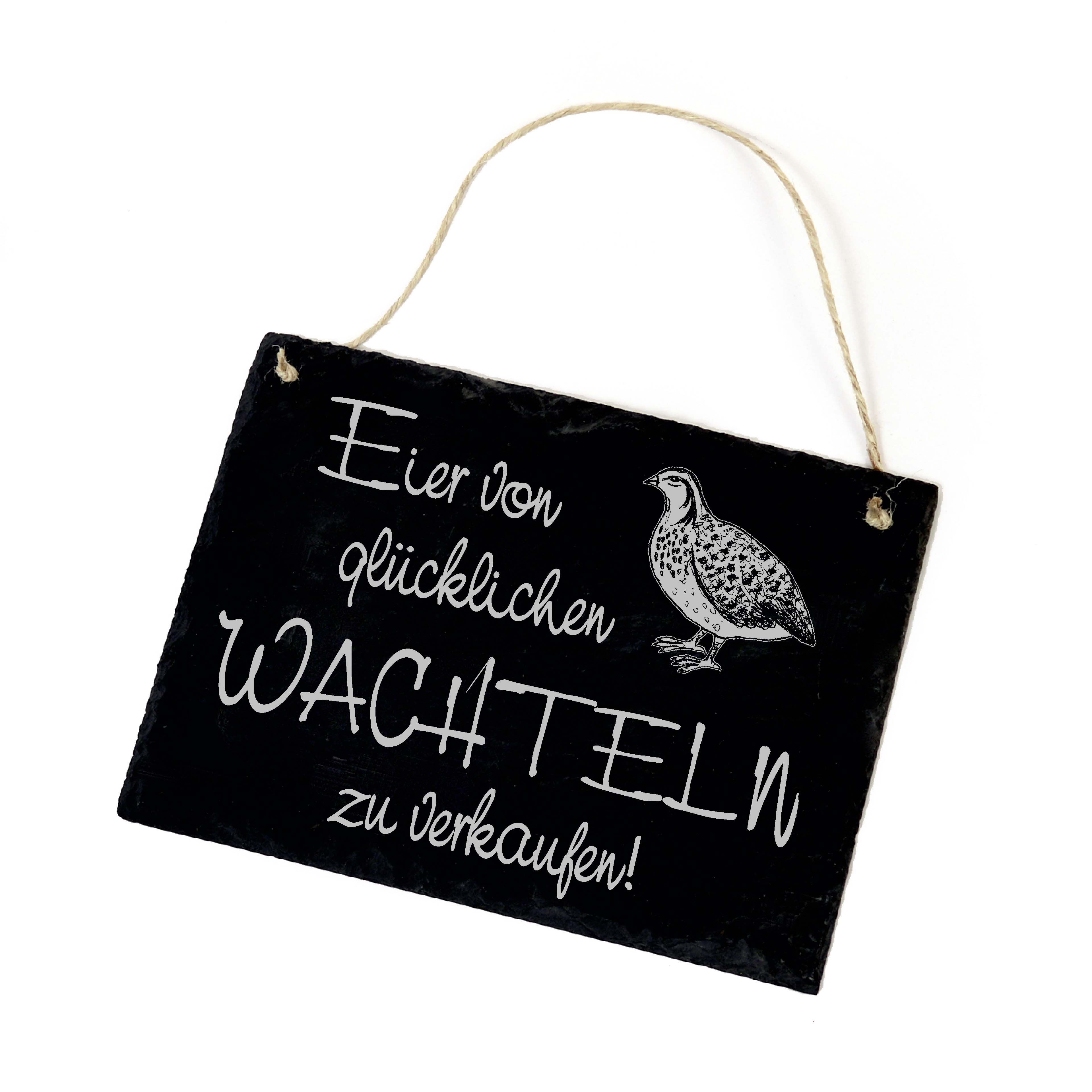 Wachteleier Verkauf Schild Schiefer graviert - Eier von glücklichen Wachteln zu verkaufen