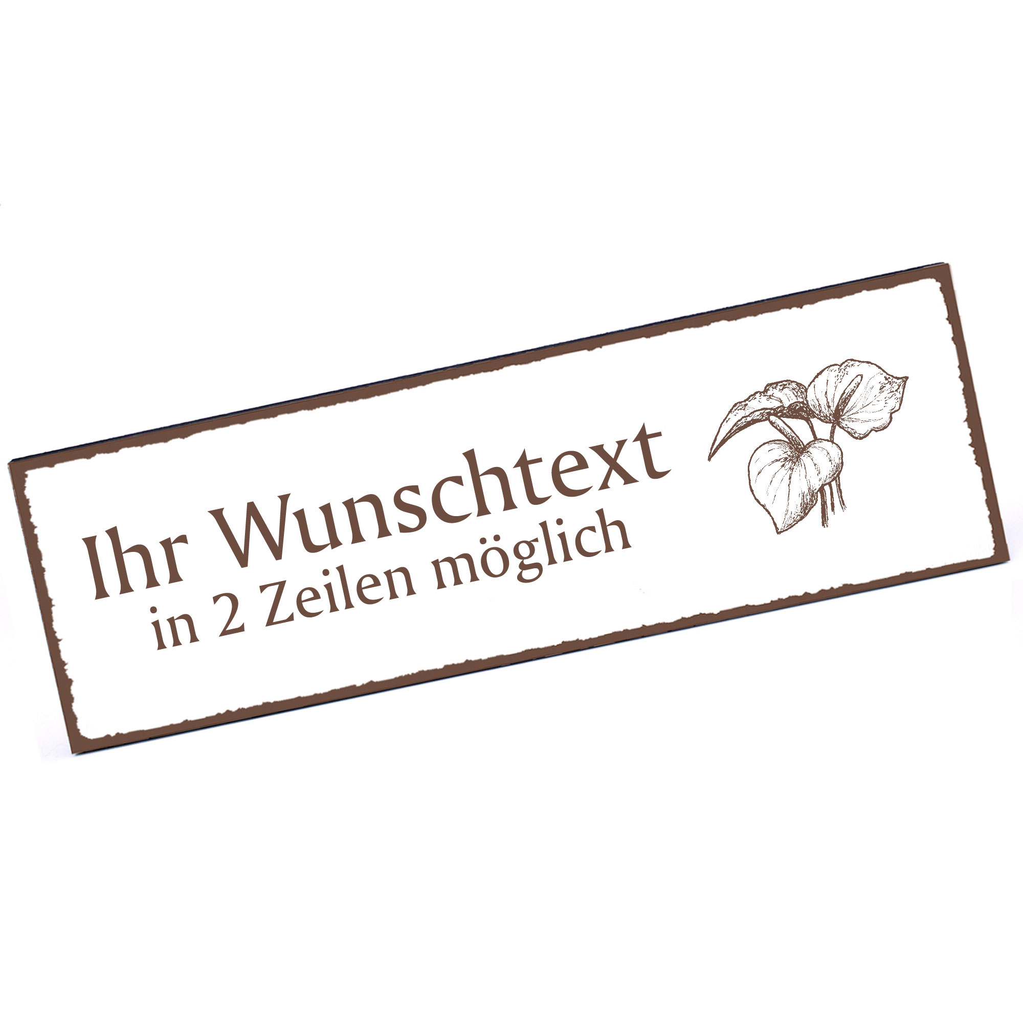 Türschild Anthurie Flamingoblume  Namensschild personalisiert mit Gravur - 150mm x 50mm - selbstkleb