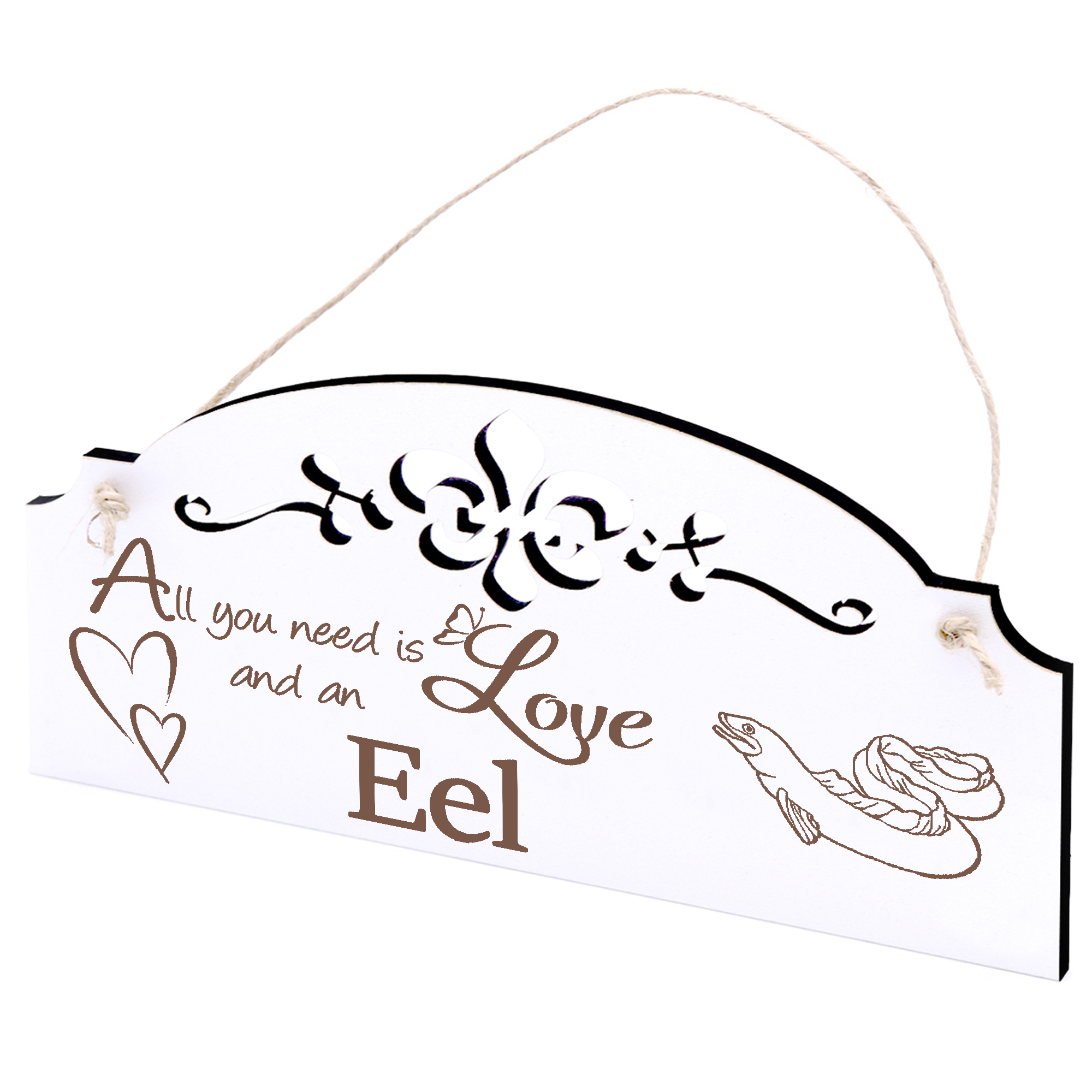 Schild Aal Deko 20x10cm - All you need is Love and an Eel - Holz
