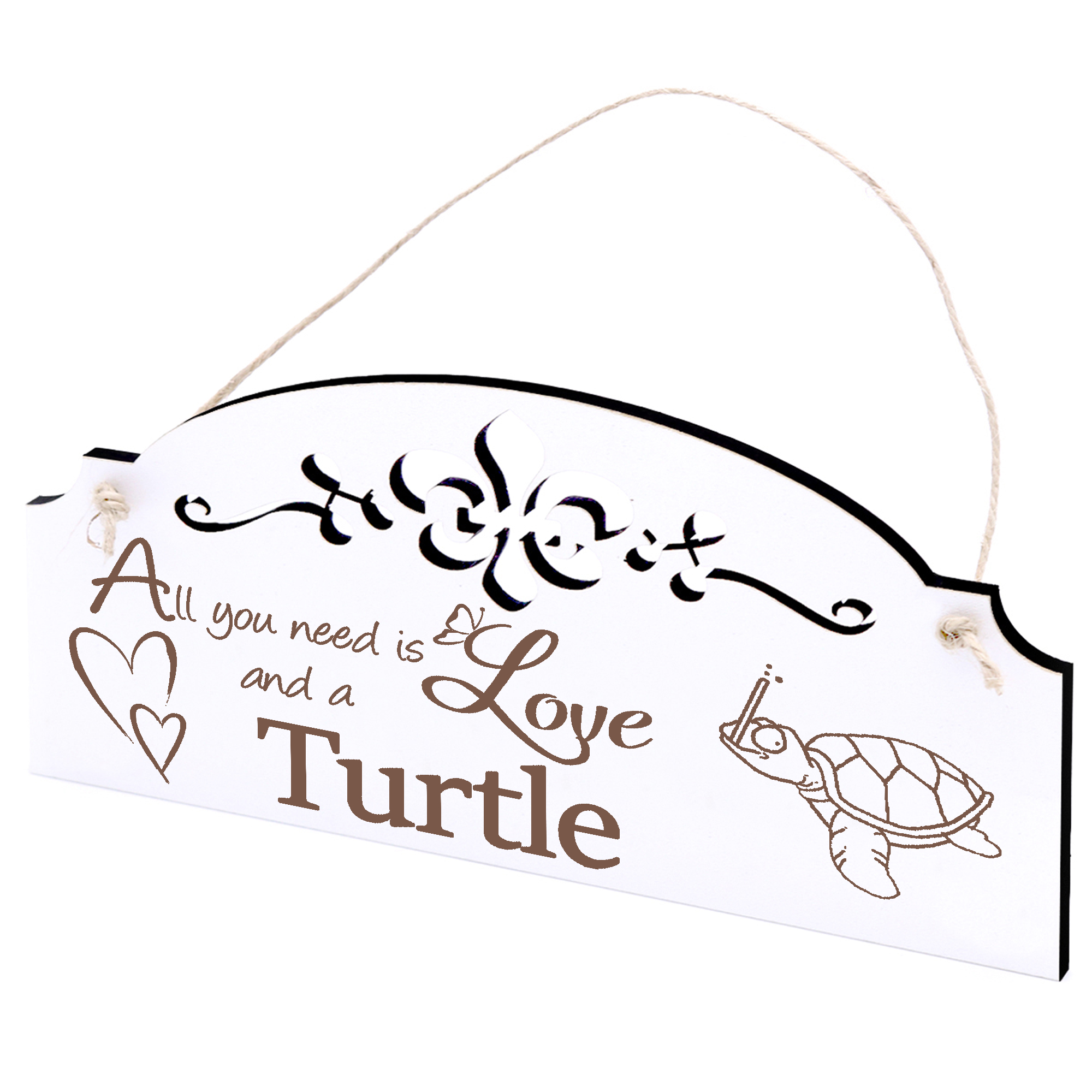Schild Schildkröte mit Schnorchel Deko 20x10cm - All you need is Love and a Turtle - Holz