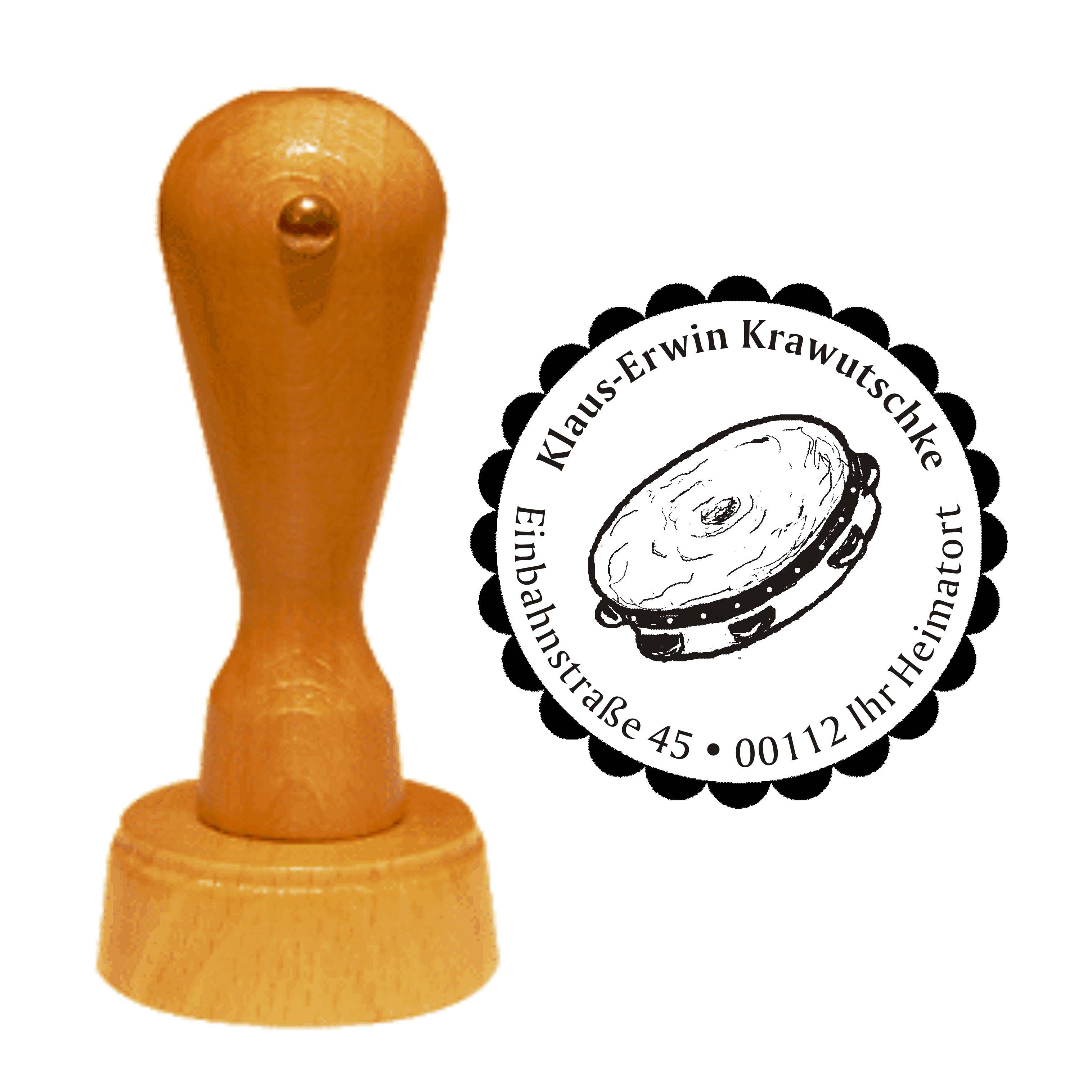 Adressenstempel « TAMBURIN » Stempel Ø 40 mm