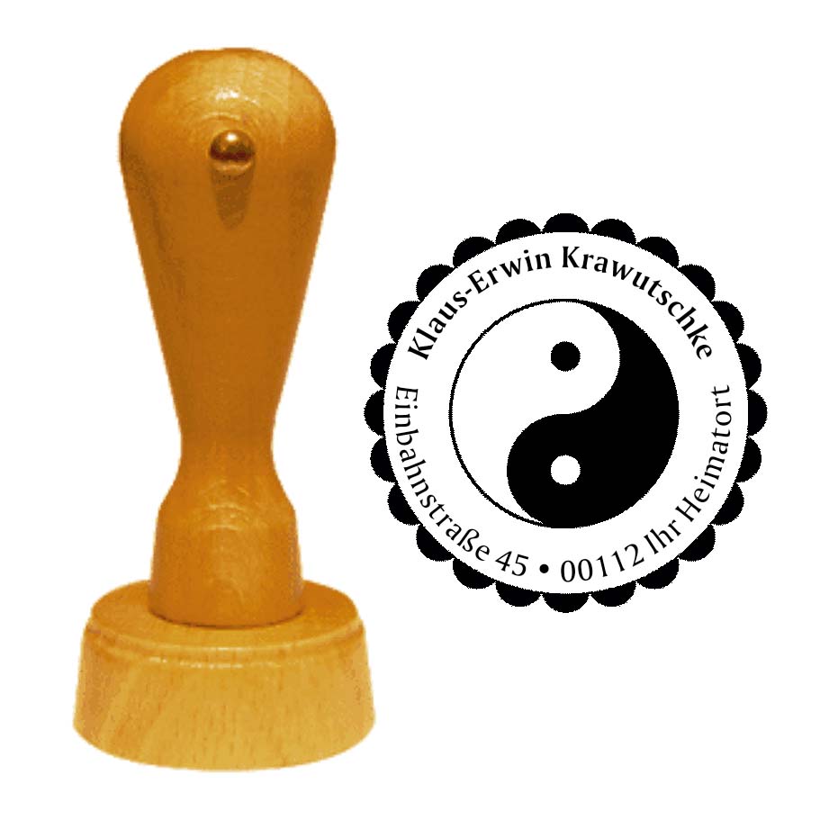 Adressenstempel « YIN und YANG » mit persönlichem Wunschtext