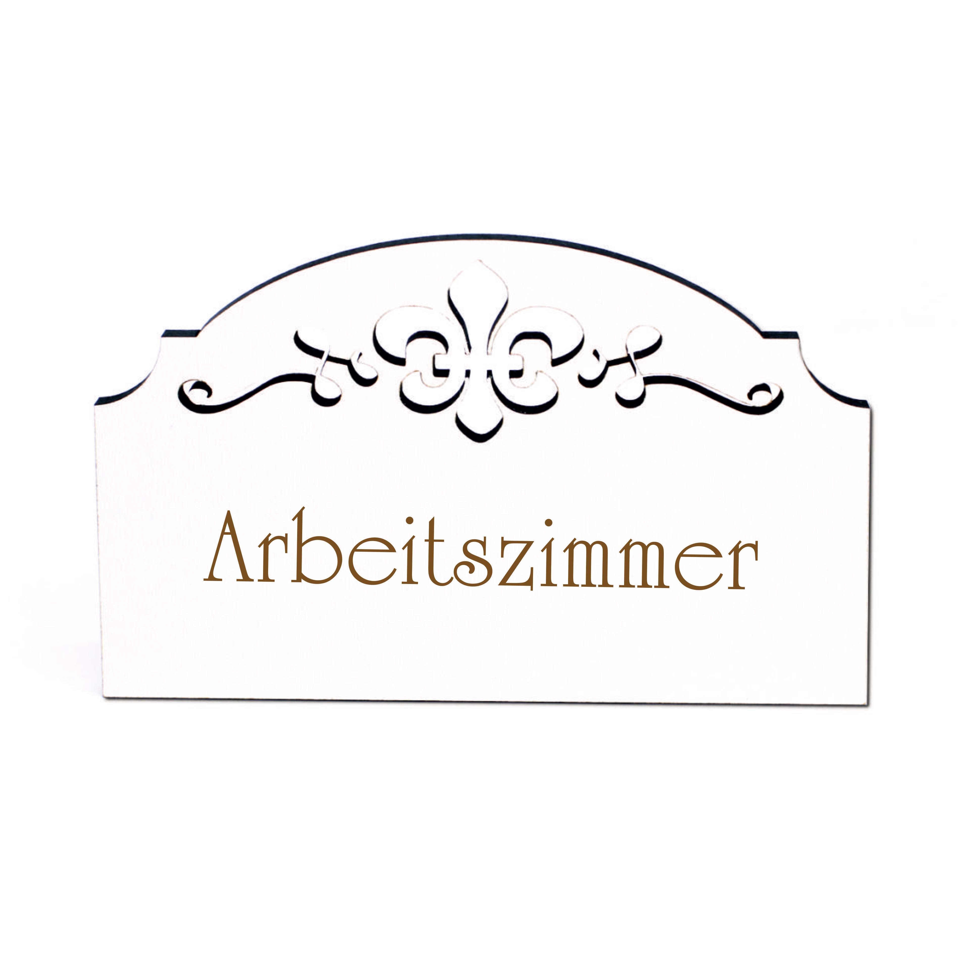 Arbeitszimmer Schild Holz graviert Ornamente selbstklebend Büro Office Türschild Türdeko 15,5 x 9,5