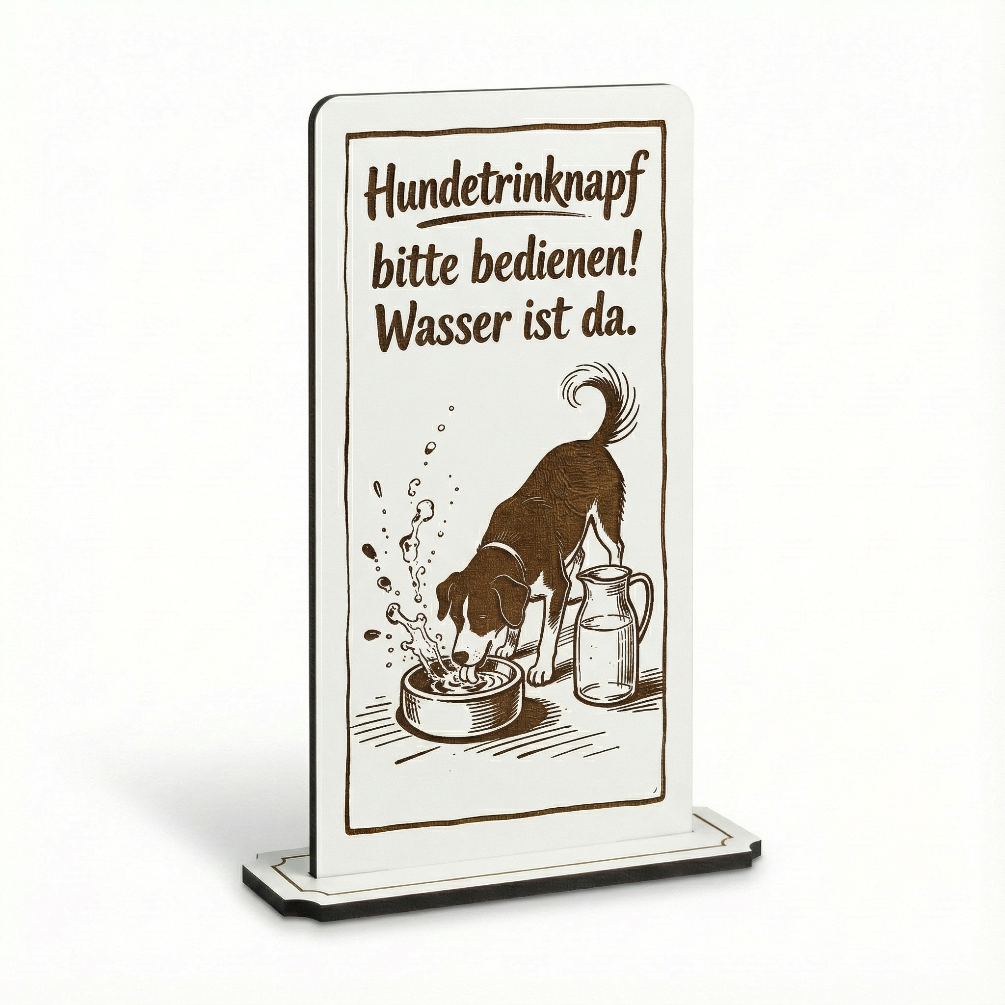 Aufsteller Schild „Hundetrinknapf“ – Tischaufsteller 10x20 cm inkl. Standfuß