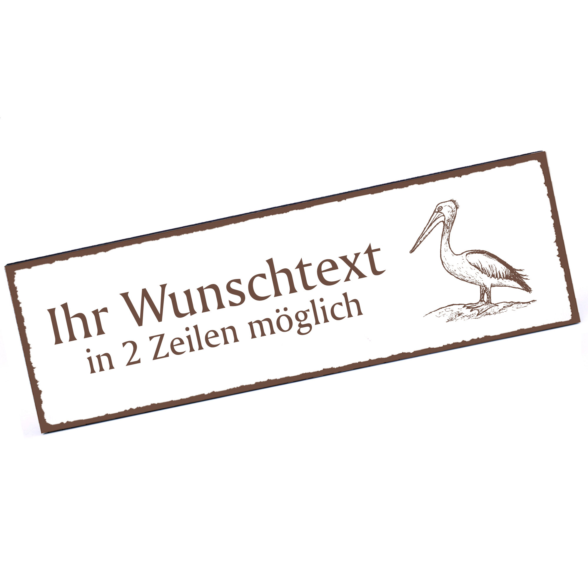 Türschild Pelikan  Namensschild personalisiert mit Gravur - 150mm x 50mm - selbstklebend