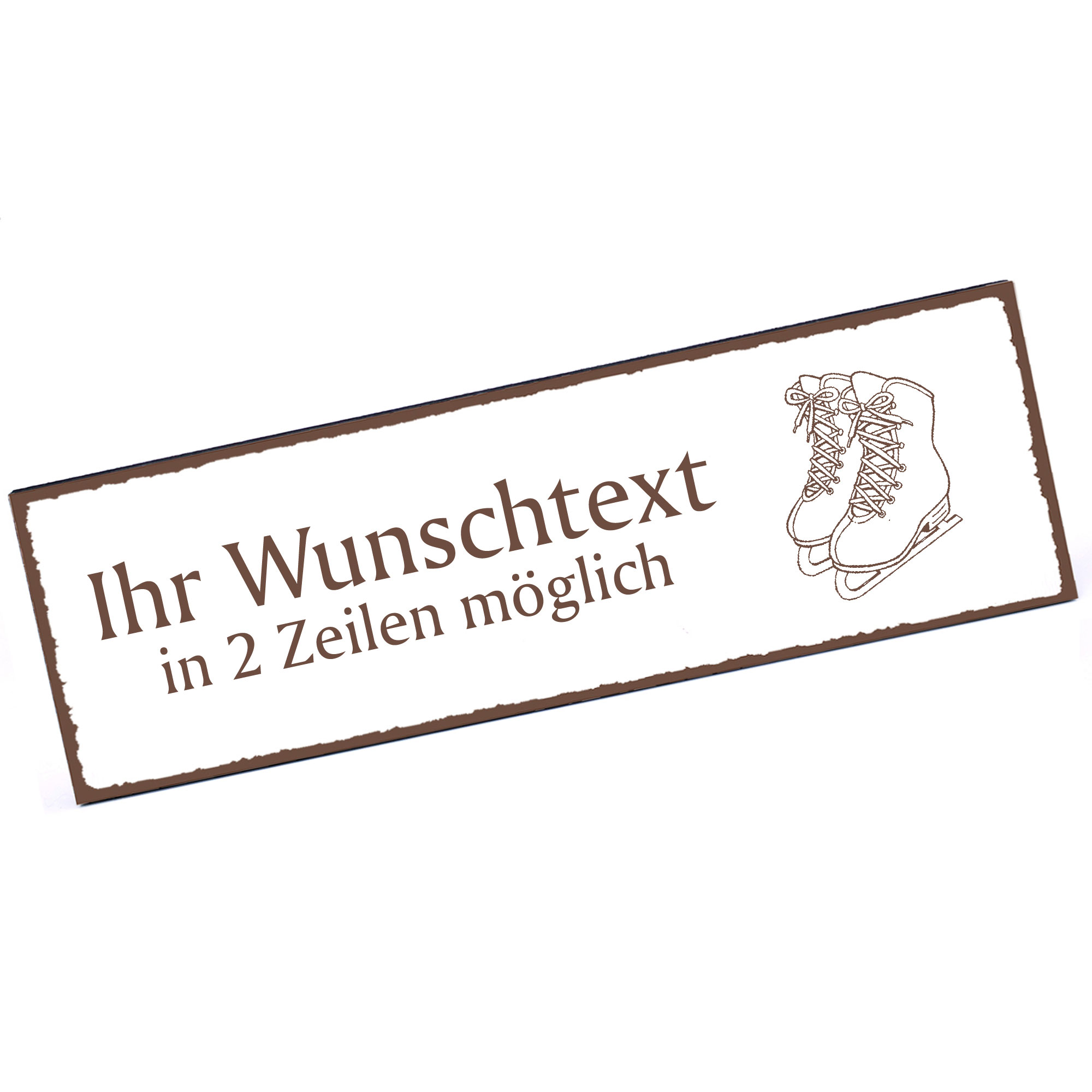 Türschild Schlittschuhe  Namensschild personalisiert mit Gravur - 150mm x 50mm - selbstklebend