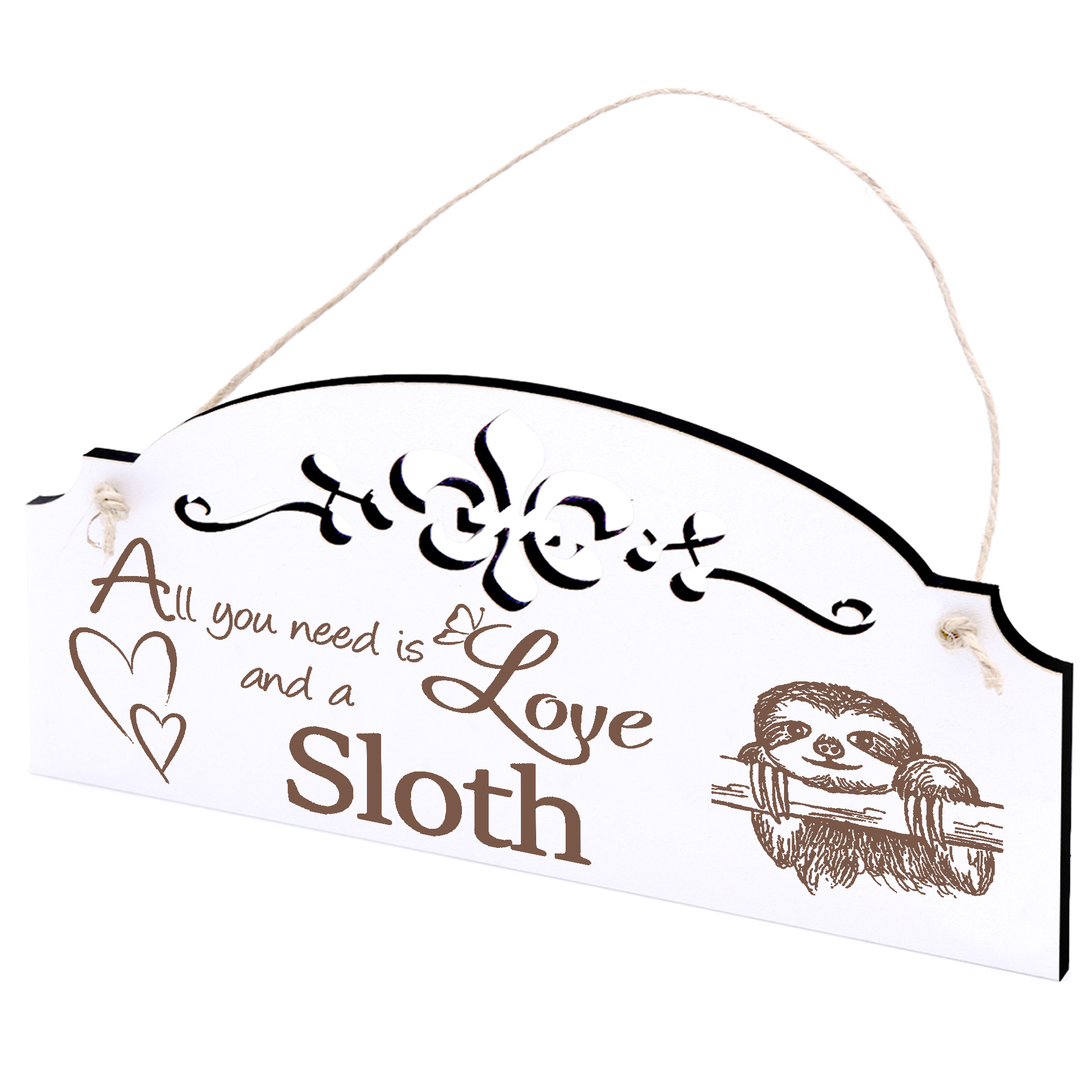Schild Faultier Kopf Deko 20x10cm - All you need is Love and a Sloth - Holz