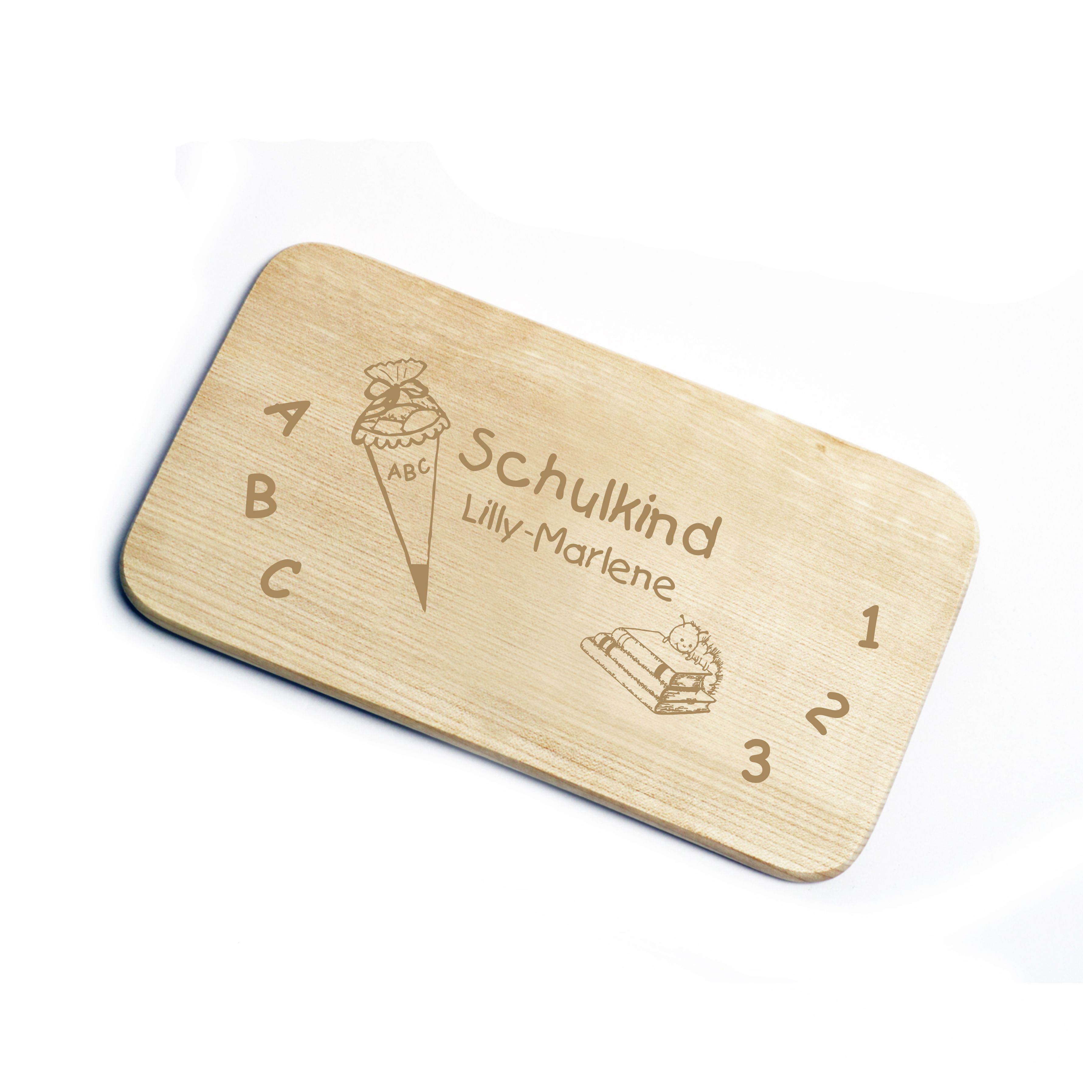 Frühstücksbrettchen Schulkind - inkl. Name - mit Motiv ABC Zuckertüte