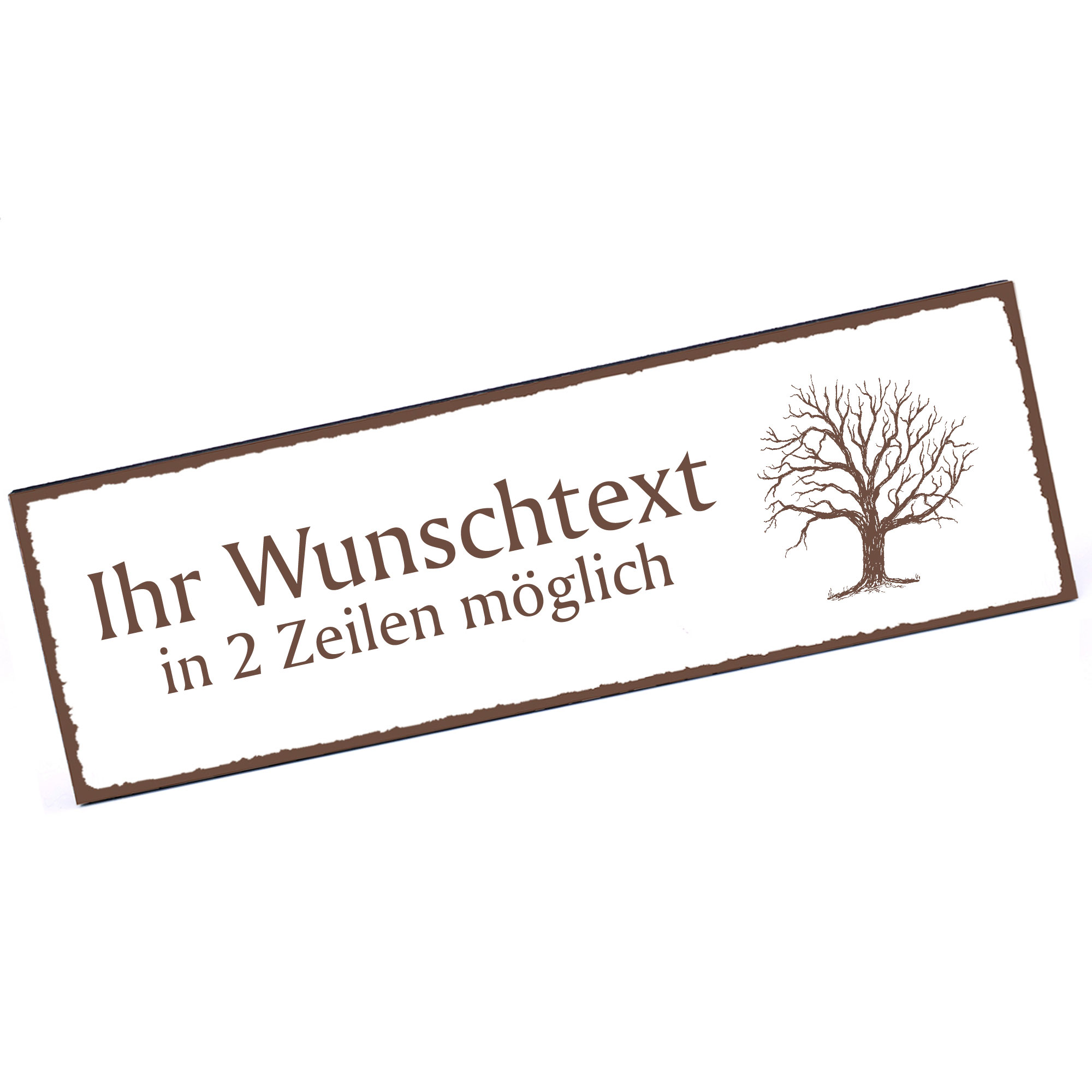 Türschild Baum im Winter  Namensschild personalisiert mit Gravur - 150mm x 50mm - selbstklebend