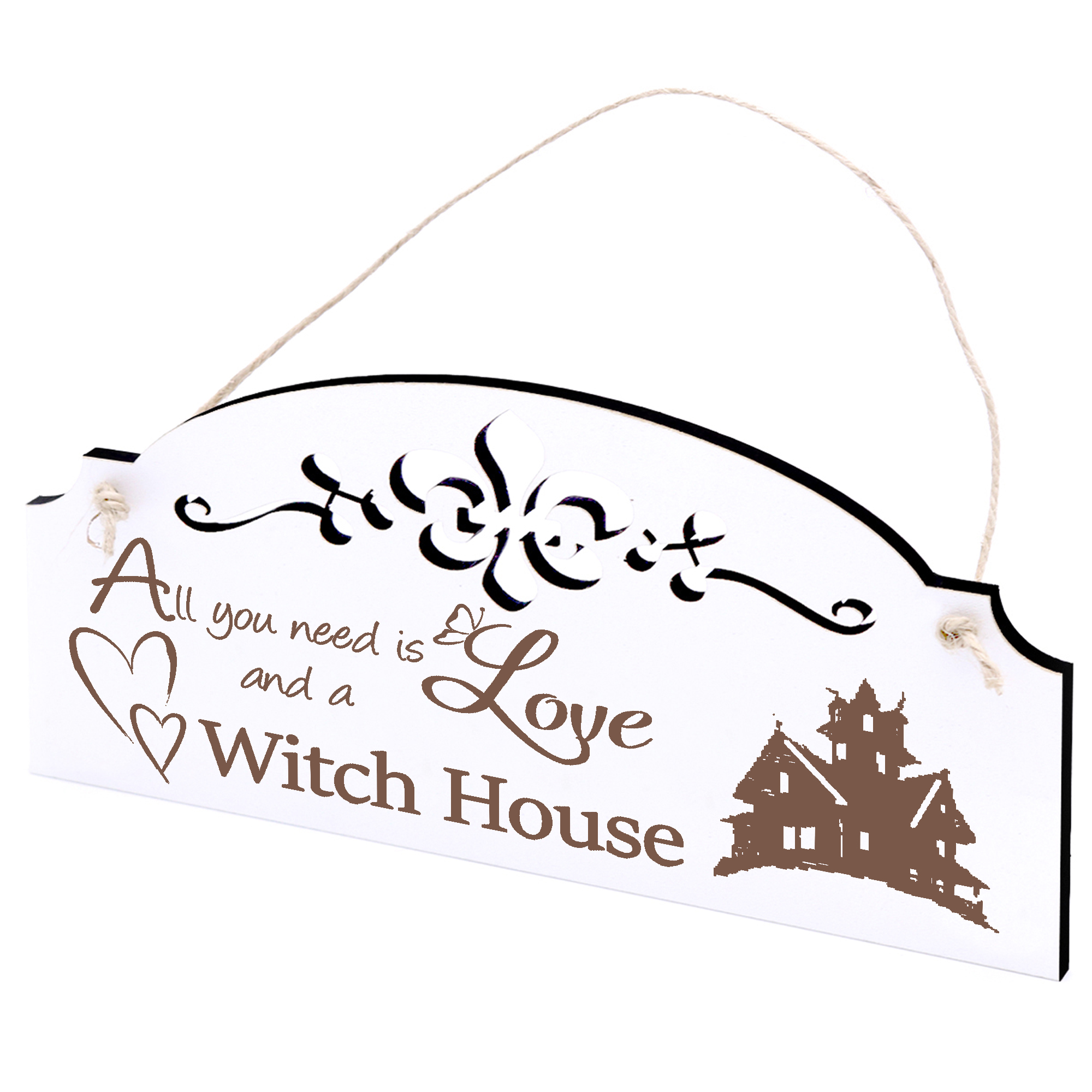 Schild Hexenhaus Deko 20x10cm - All you need is Love and a Witch House - Holz