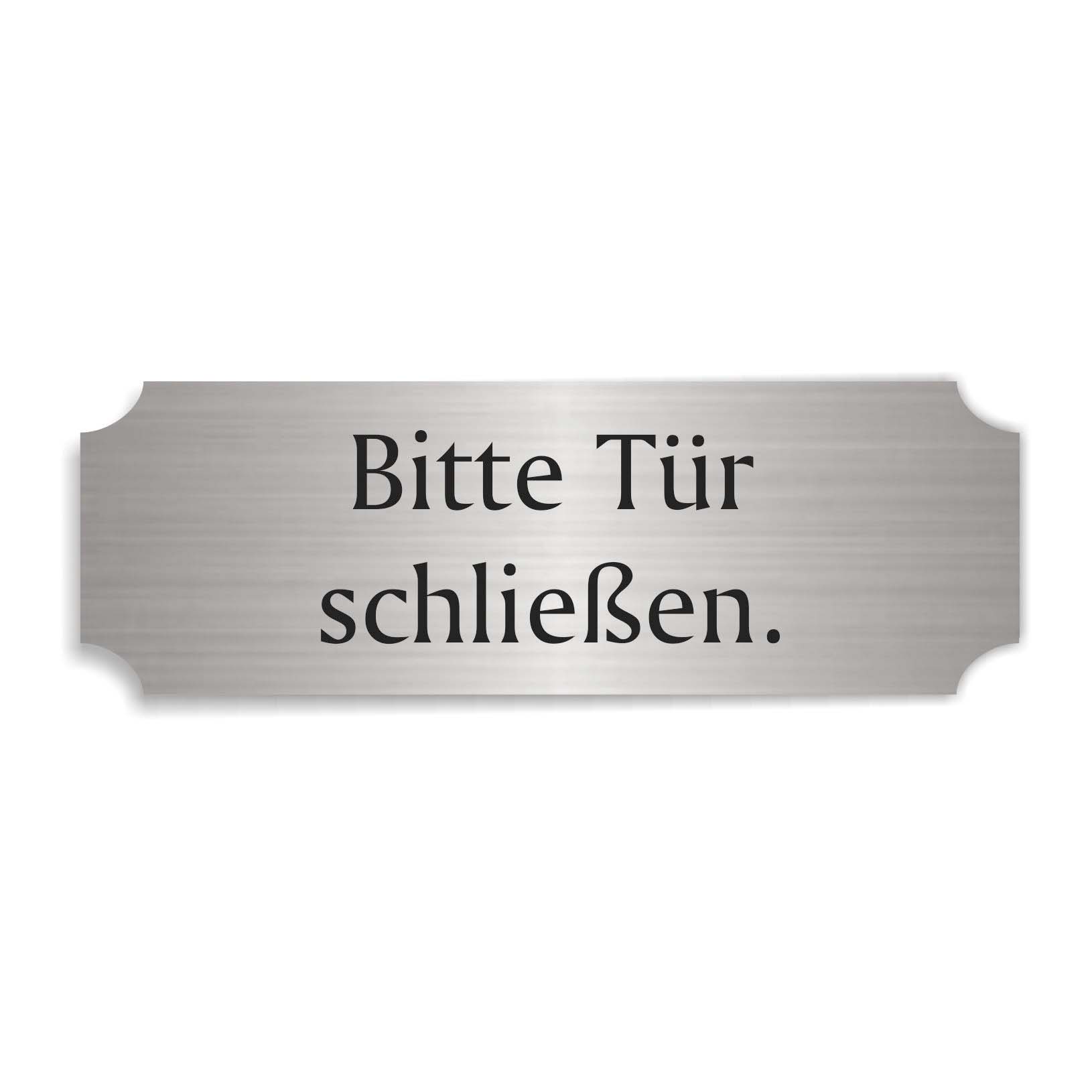 Schild « BITTE TÜR SCHLIEßEN » selbstklebend - Aluminium Look - silber