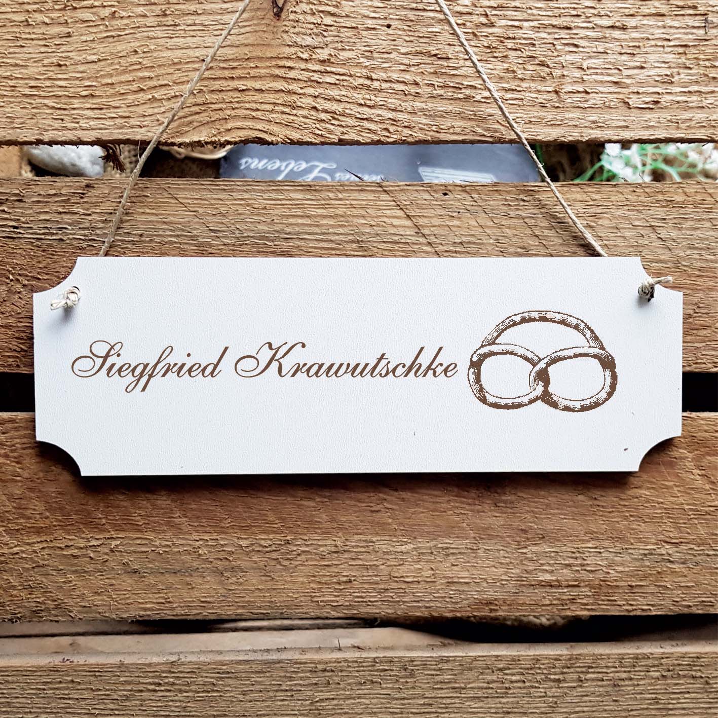 Schild « Bäcker Brezel » Namensschild Türschild zum Anhängen - 20 x 6,7 cm