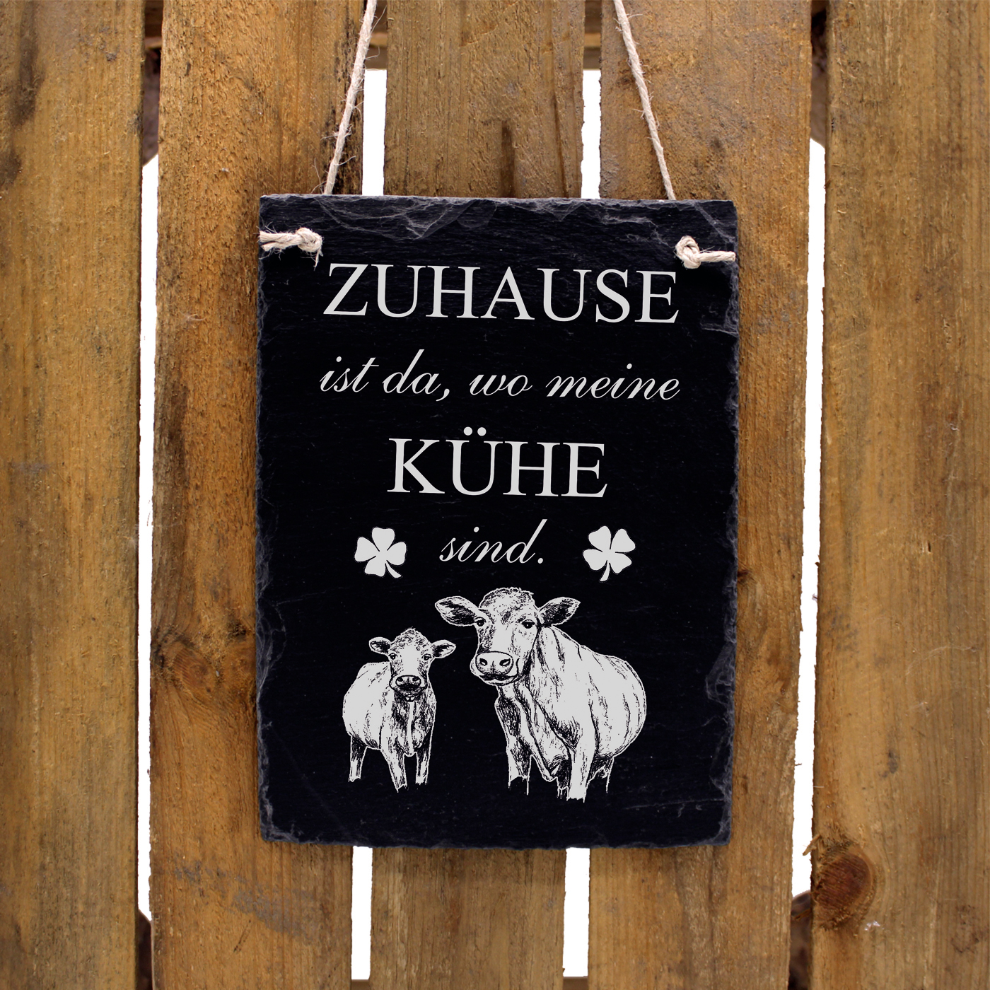 Schiefertafel Zuhause ist da, wo meine Kühe sind - Schild hochkant 16x22 cm