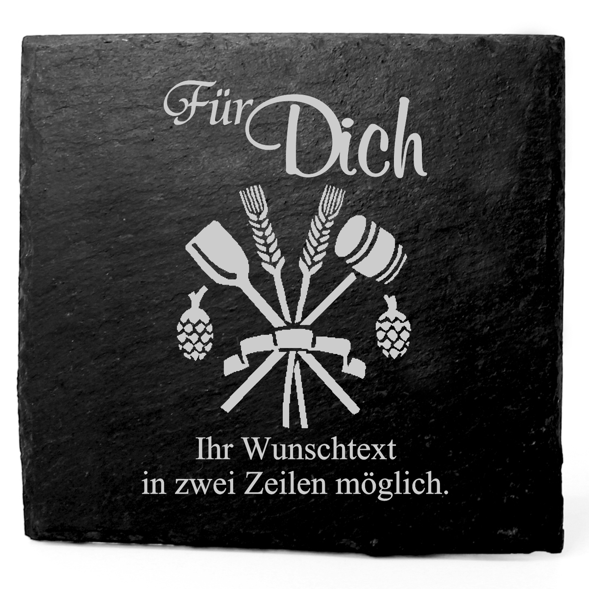 Deko Schiefer Untersetzer personalisiert Brauer - Für Dich - 11x11cm