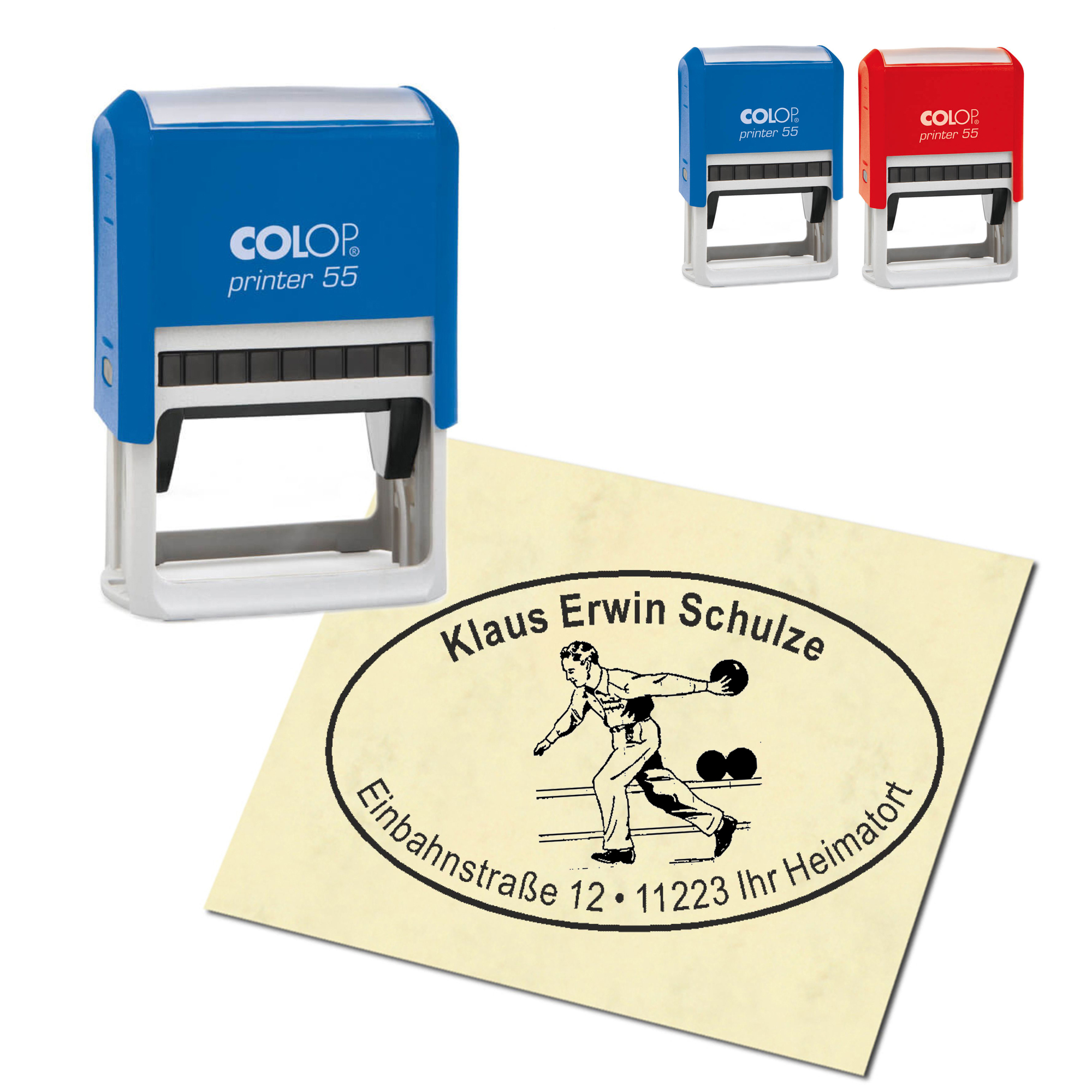 Adressstempel personalisiert Stempel - Bowler - oval 59 x 39 mm