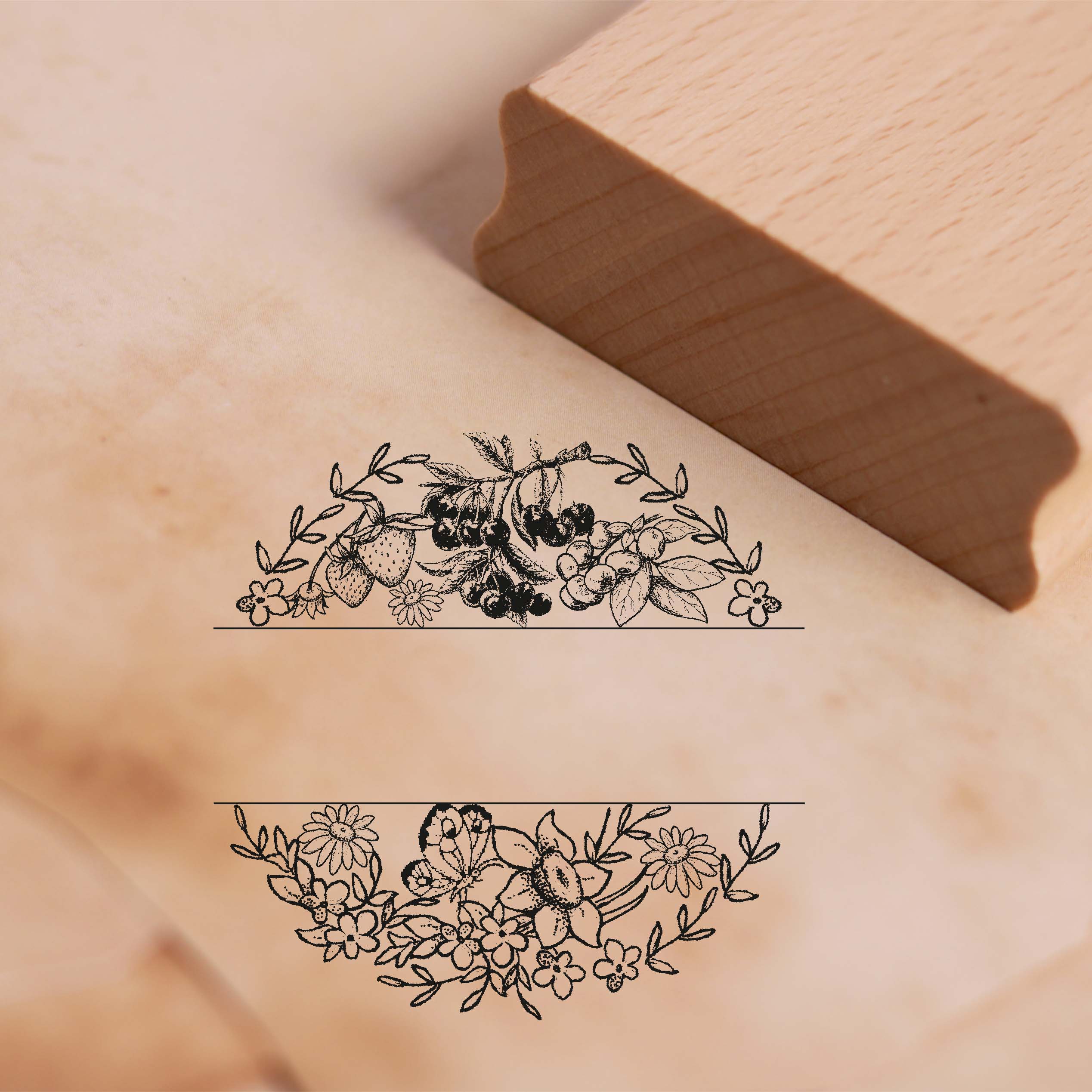 Motivstempel Etikett Marmelade zum Selbstbeschriften - Vintage Kranz Stempel 68 x 68 mm
