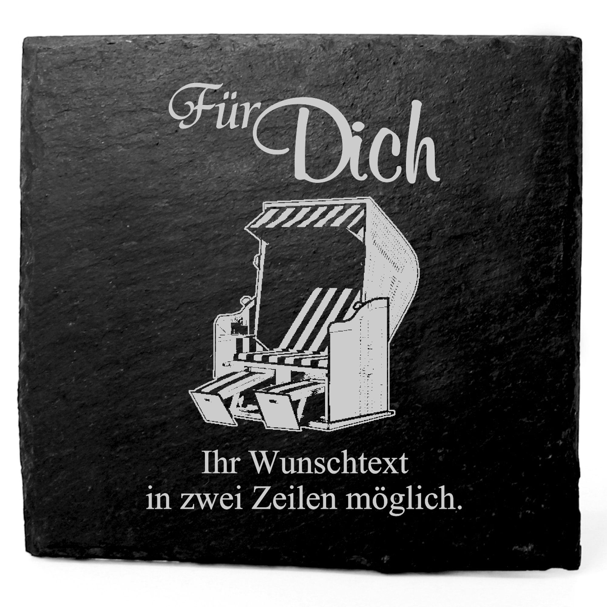 Deko Schiefer Untersetzer personalisiert Strandkorb - Für Dich - 11x11cm