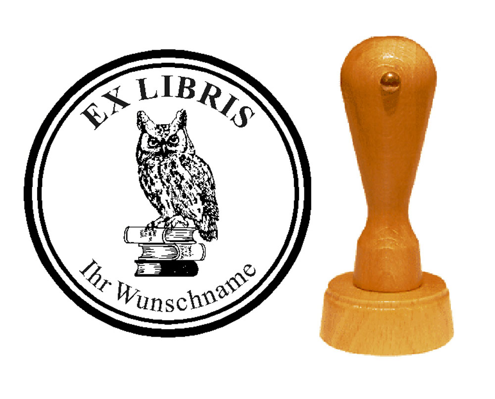 Ex Libris « Bücher-Eule » mit persönlichem Namen