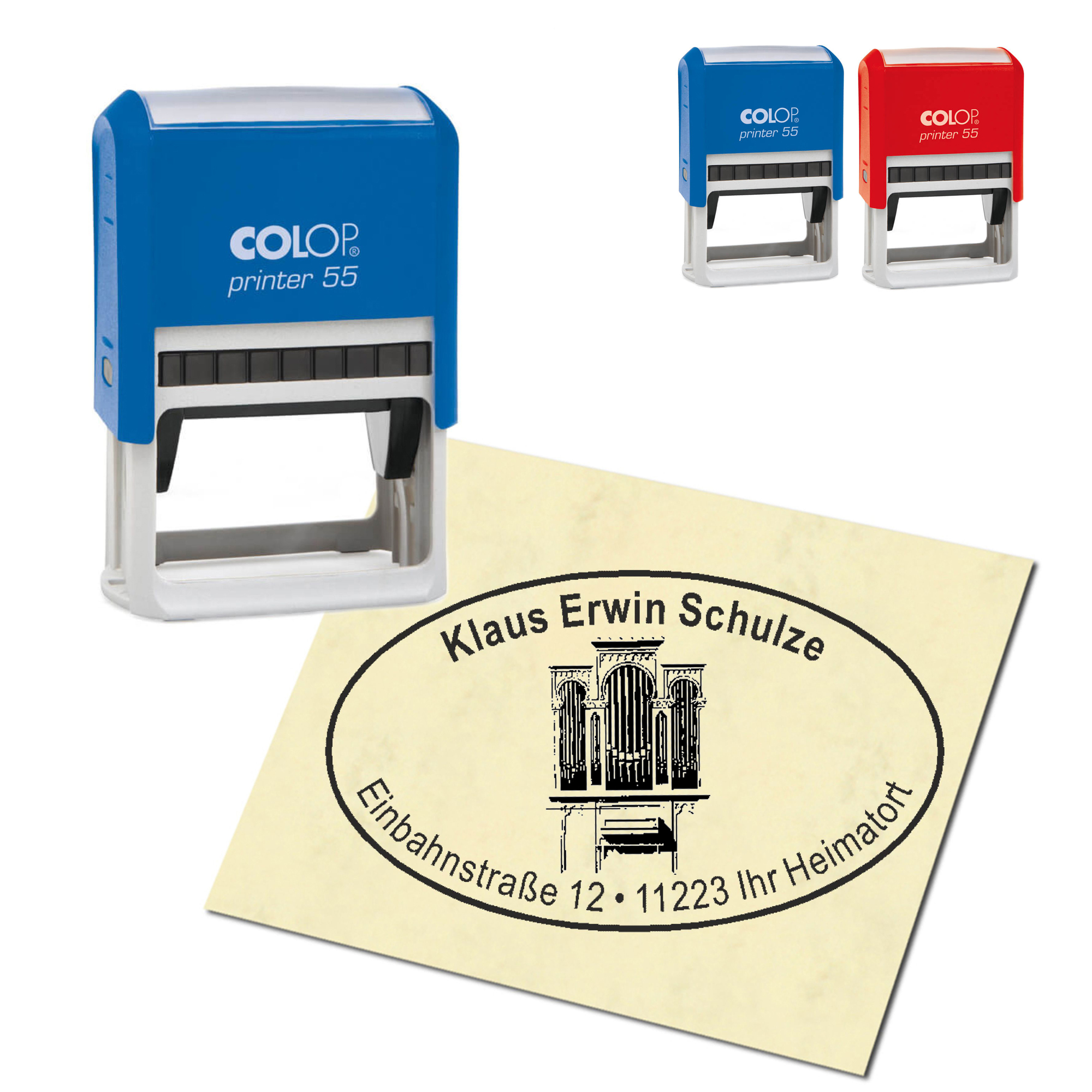 Adressstempel personalisiert Stempel - Orgel - oval 59 x 39 mm