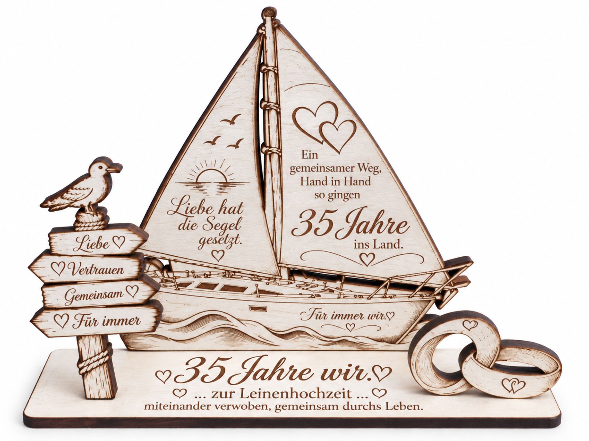 35. Hochzeitstag Geldgeschenk 35 Jahre Ehe Leinwandhochzeit 14x11cm