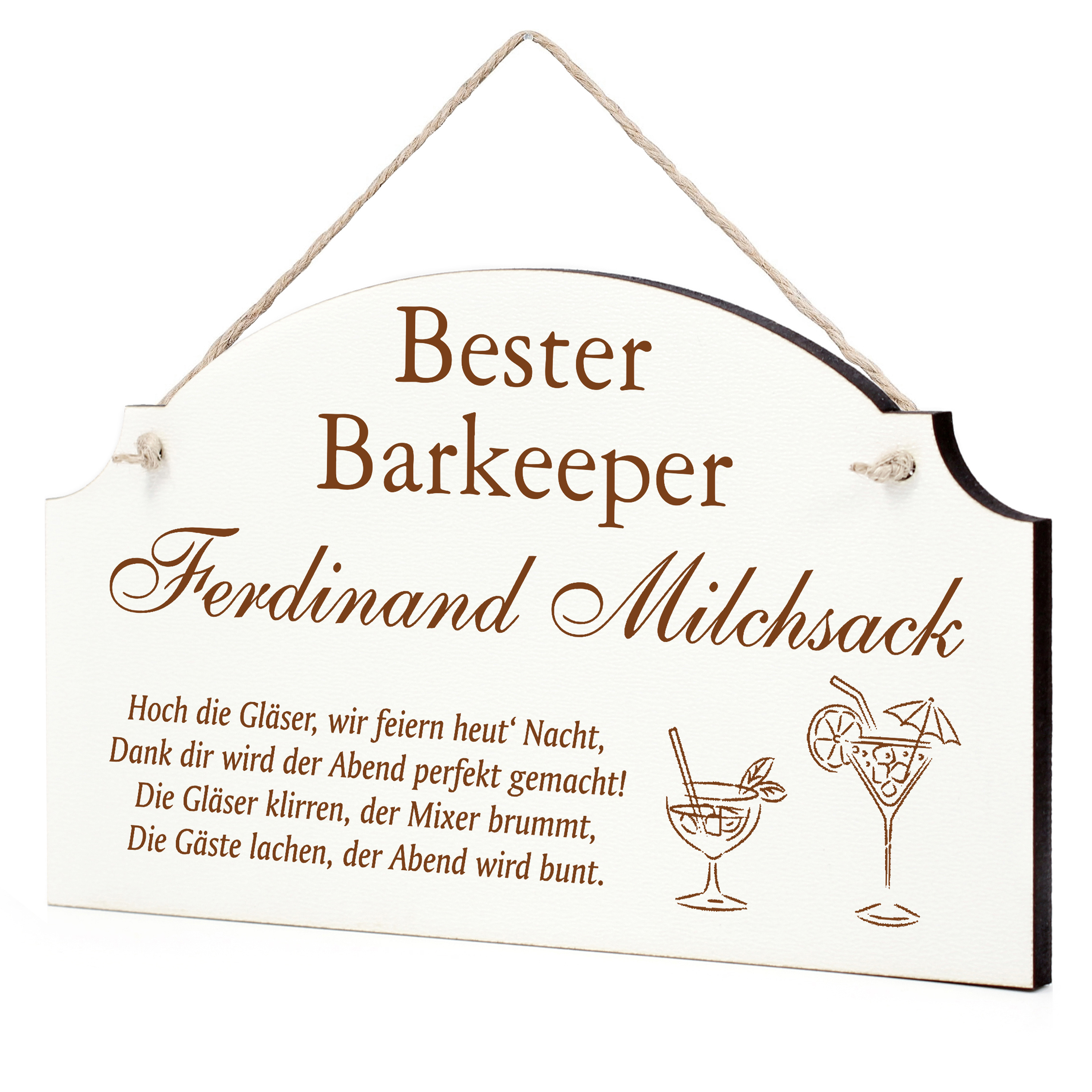 Schild Bester Barkeeper Beste Barkeeperin Geschenk - lustige Geschenke in 3 Größen