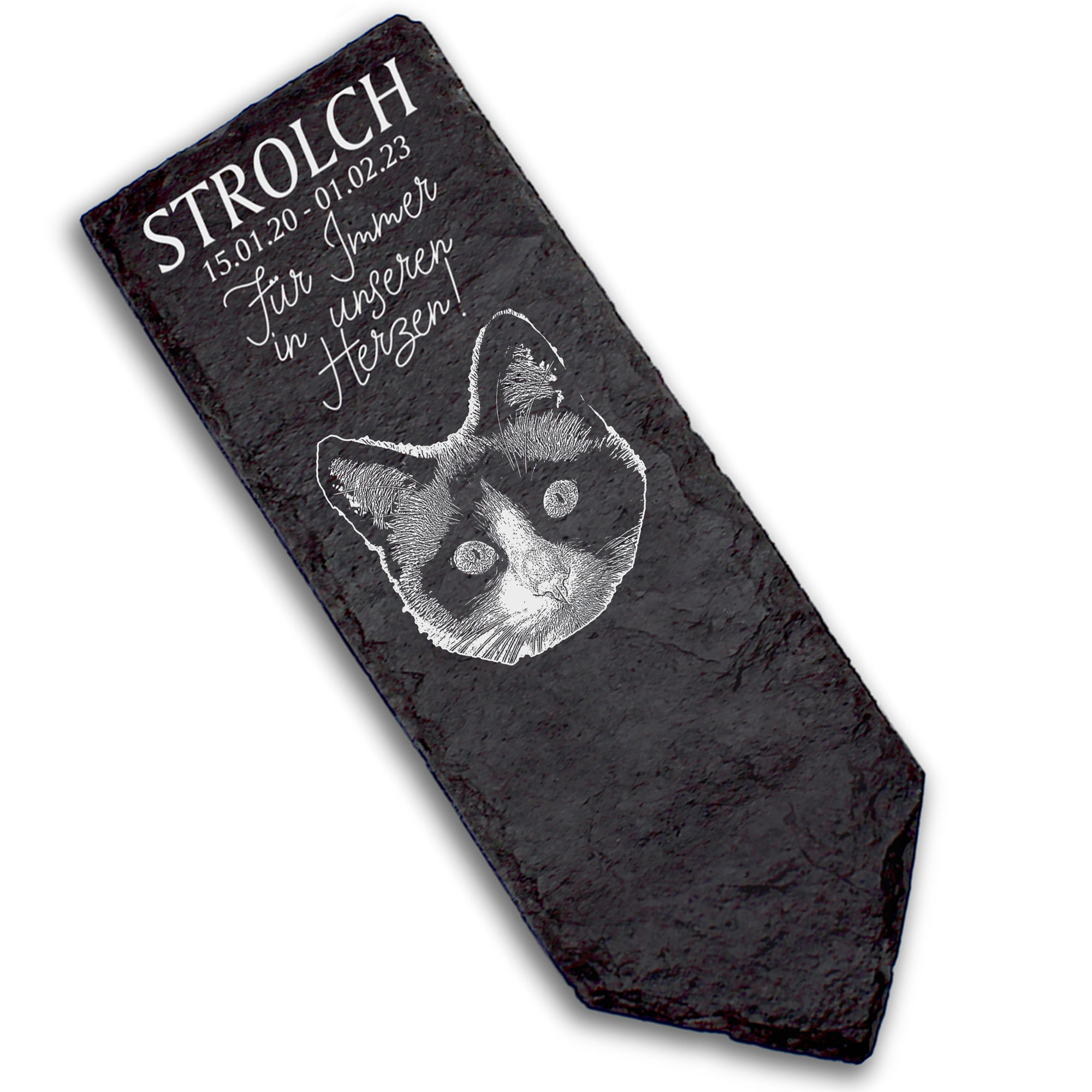 Grabstecker Grabschmuck Grabstein - Snowshoe Katze - Personalisiert Grab Deko 8 x 22 cm Grabdekorati