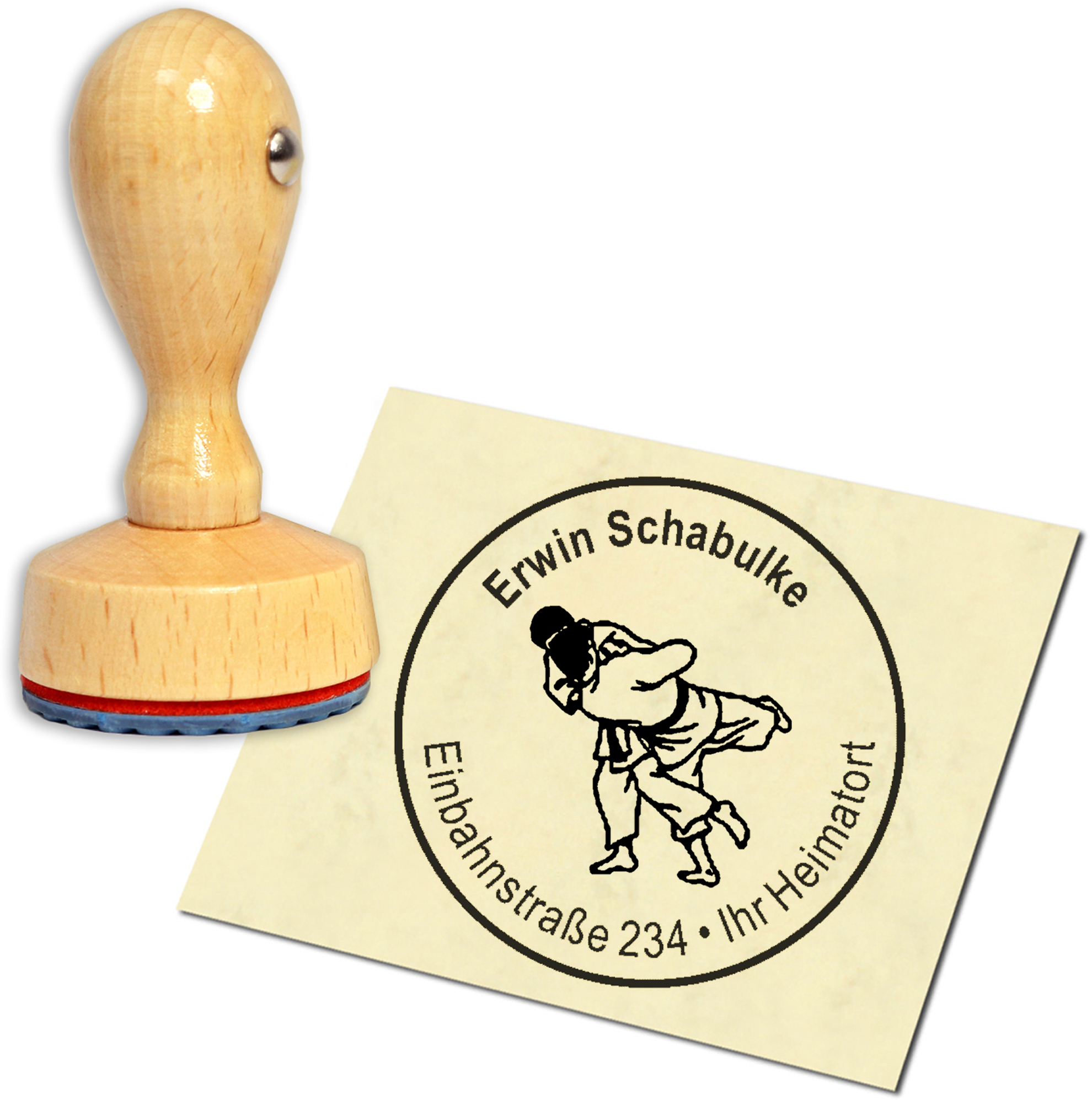 Stempel Adressstempel Holzstempel - Judo - rund 40mm