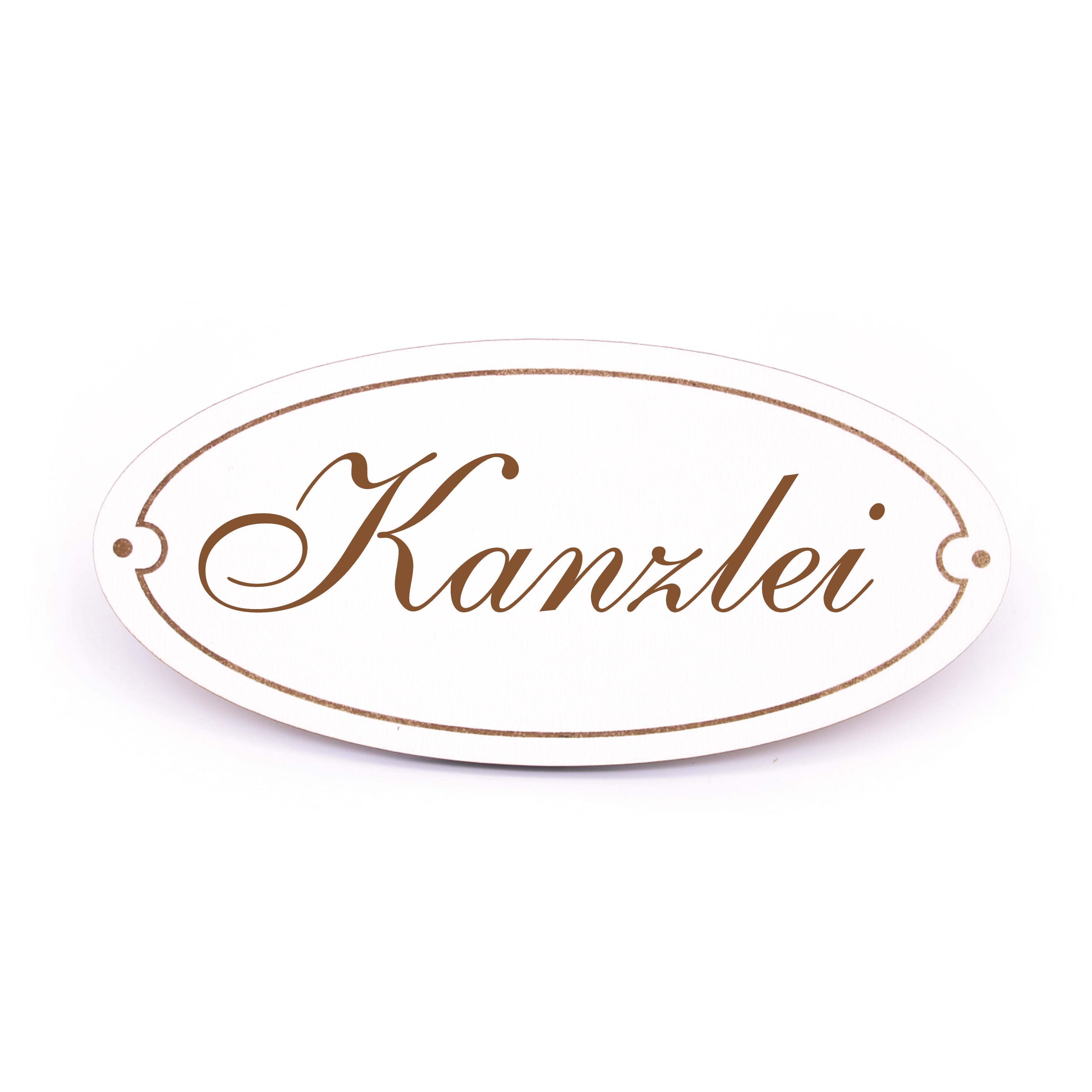Ovales Türschild Kanzlei - selbstklebend - 15 x 7 cm