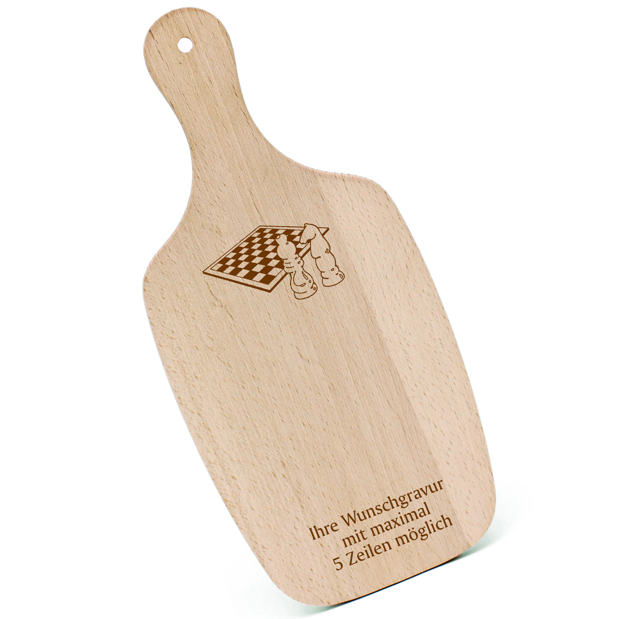Schneidebrett Frühstücksbrettchen - Schach - mit Griff 330x150mm