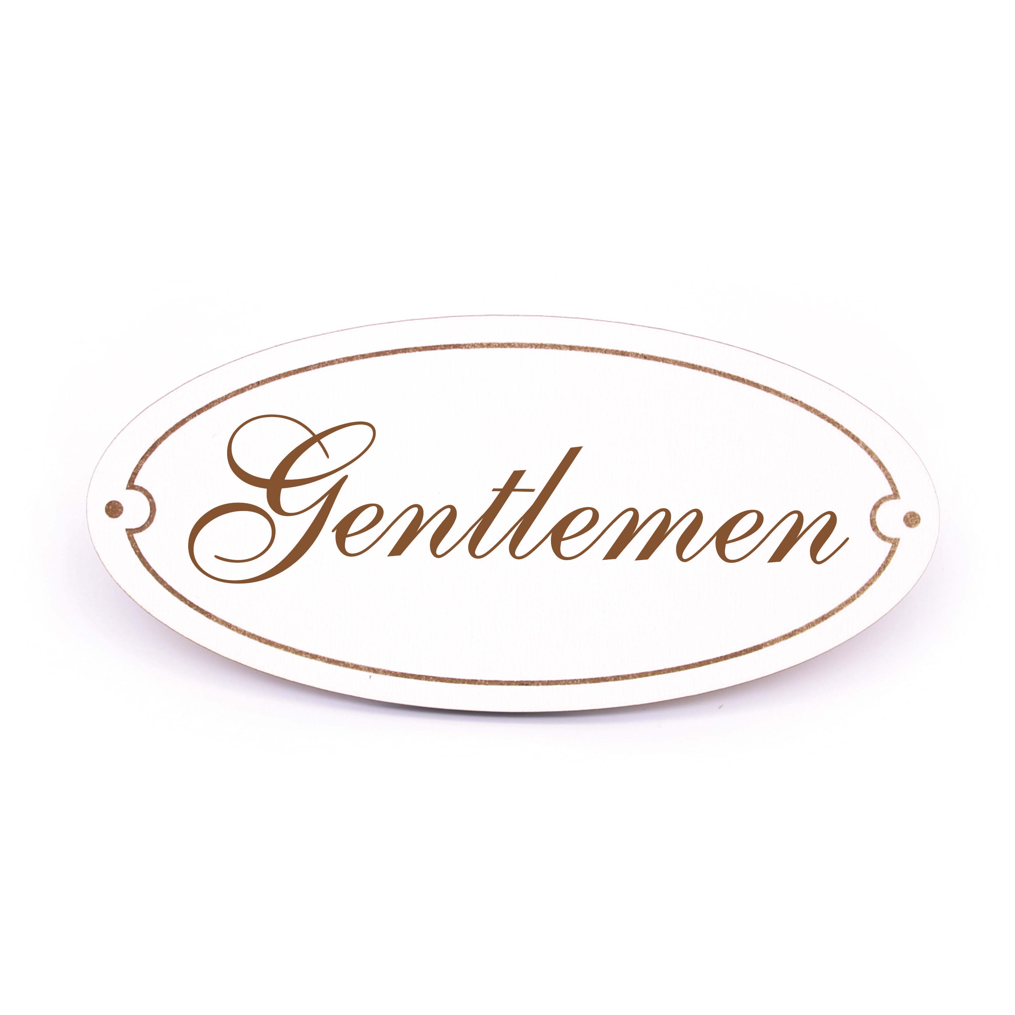 Ovales Türschild Gentlemen - selbstklebend - 15 x 7 cm