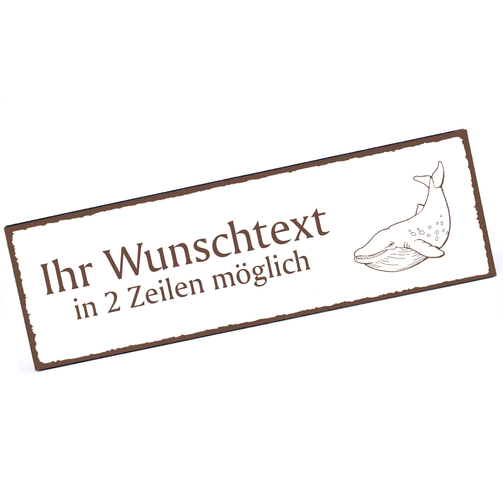 Türschild Wal  Namensschild personalisiert mit Gravur - 150mm x 50mm - selbstklebend