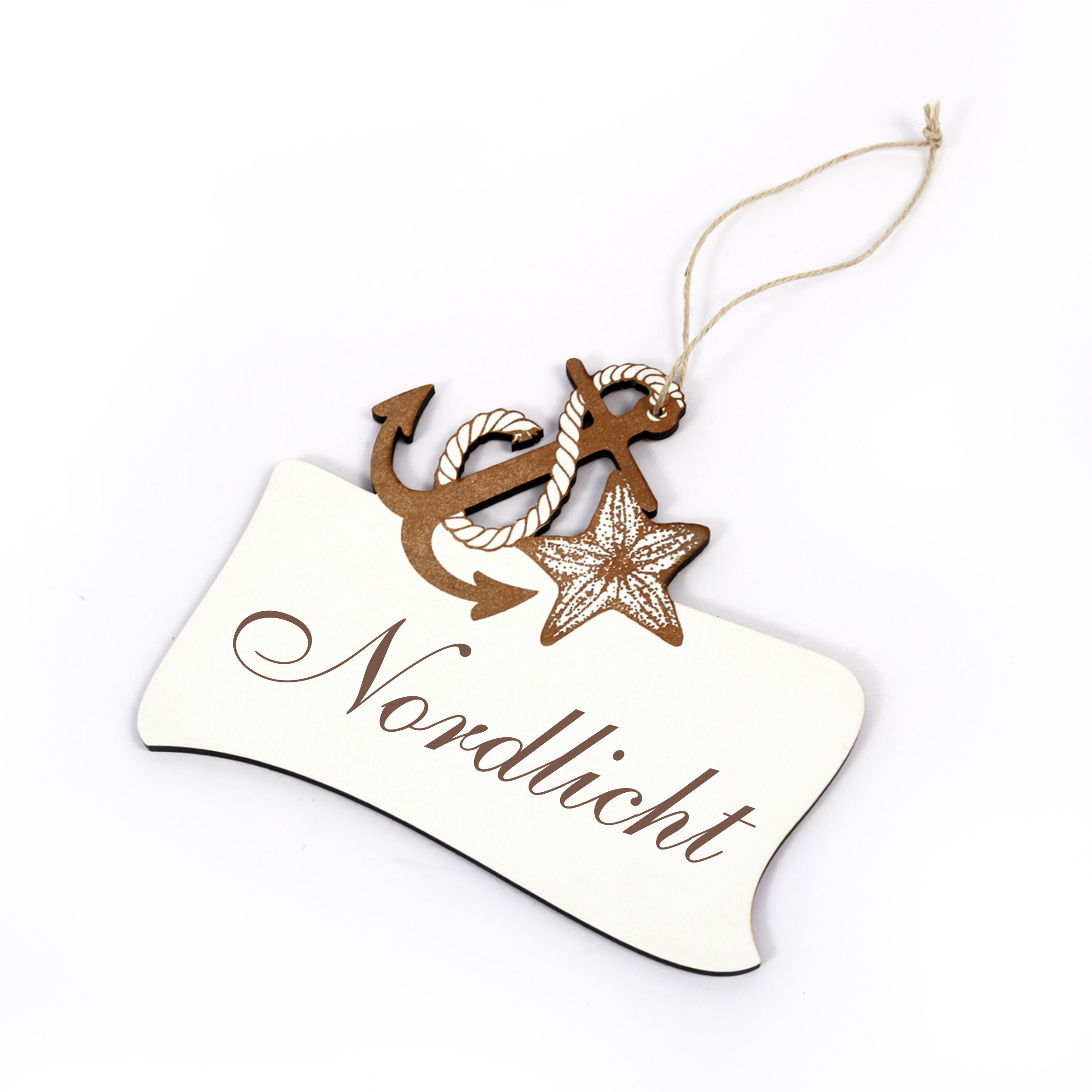 Maritimes Schild « NORDLICHT » mit Seestern und Anker