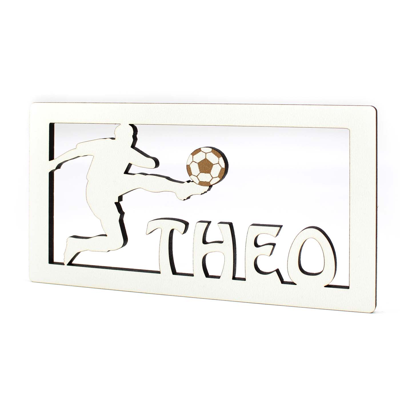Türschild Kinderzimmer Fußball personalisiert - selbstklebendes Schild mit Name - 18 x 10 cm