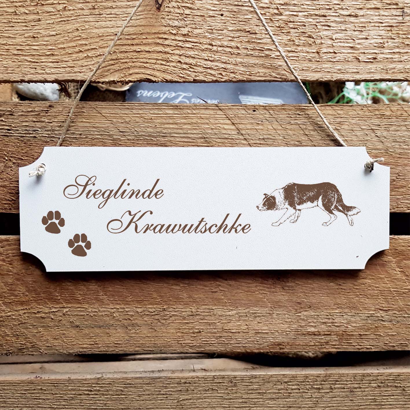 Schild « Border Collie » Namensschild Türschild zum Anhängen - 20 x 6,7 cm