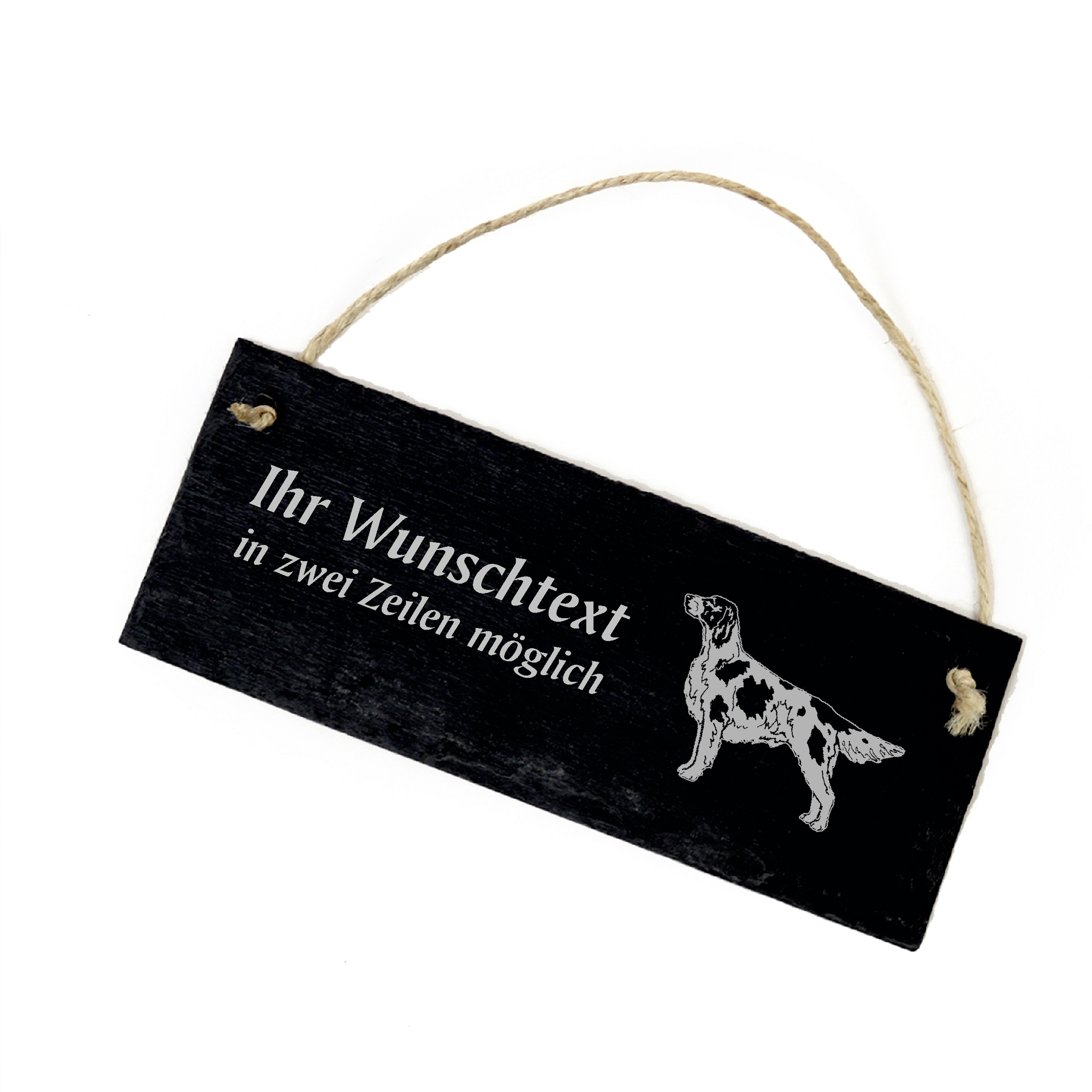 Hundeschild Irish Red and White Setter Türschild  Schiefer - personalisiert - 22cm x 8cm
