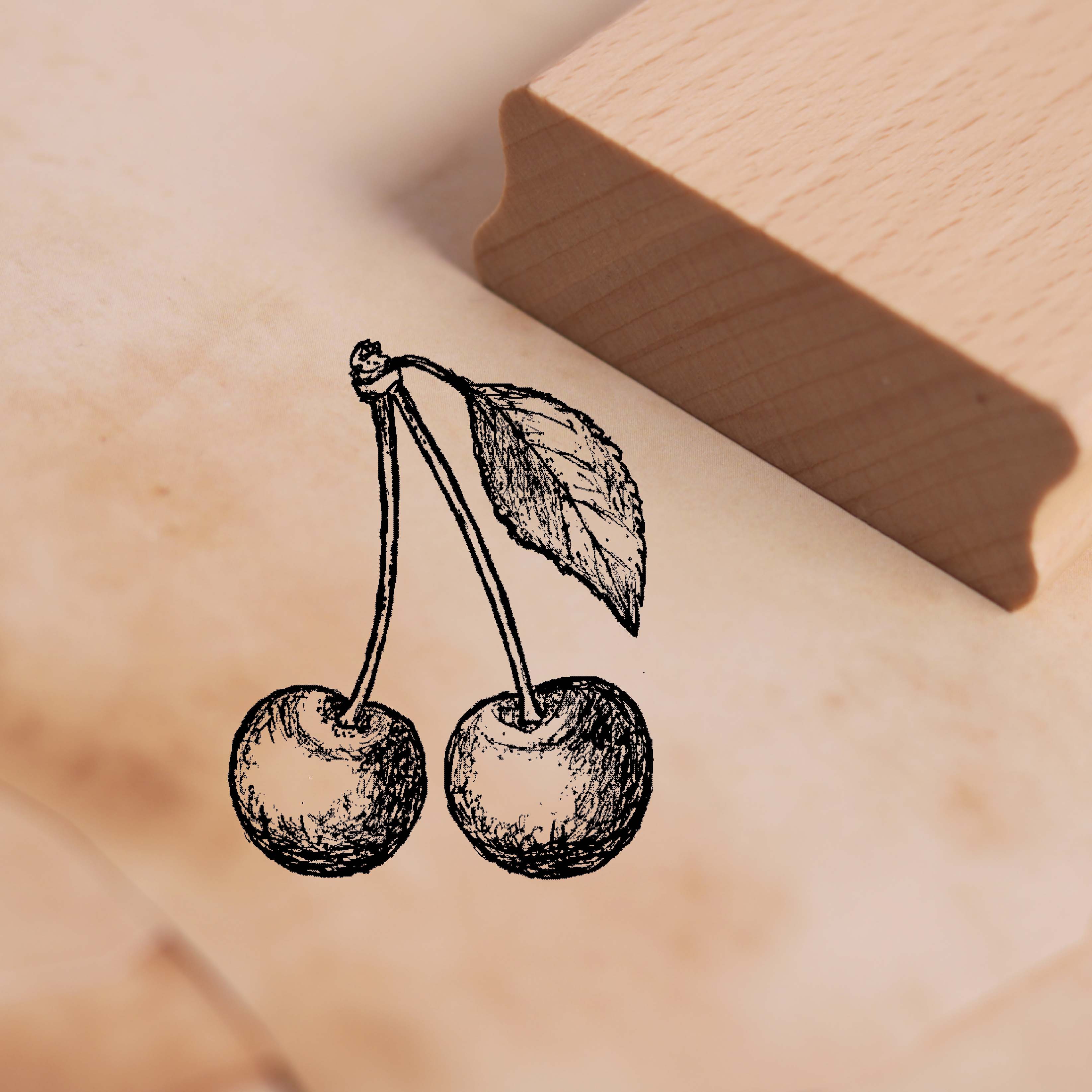 Motivstempel Kirschen - Stempel Holzstempel 38 x 48 mm 