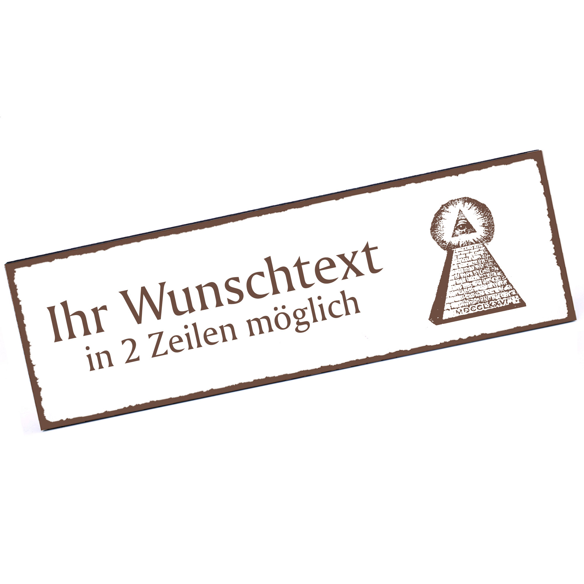 Türschild Freimaurerpyramide  Namensschild personalisiert mit Gravur - 150mm x 50mm - selbstklebend