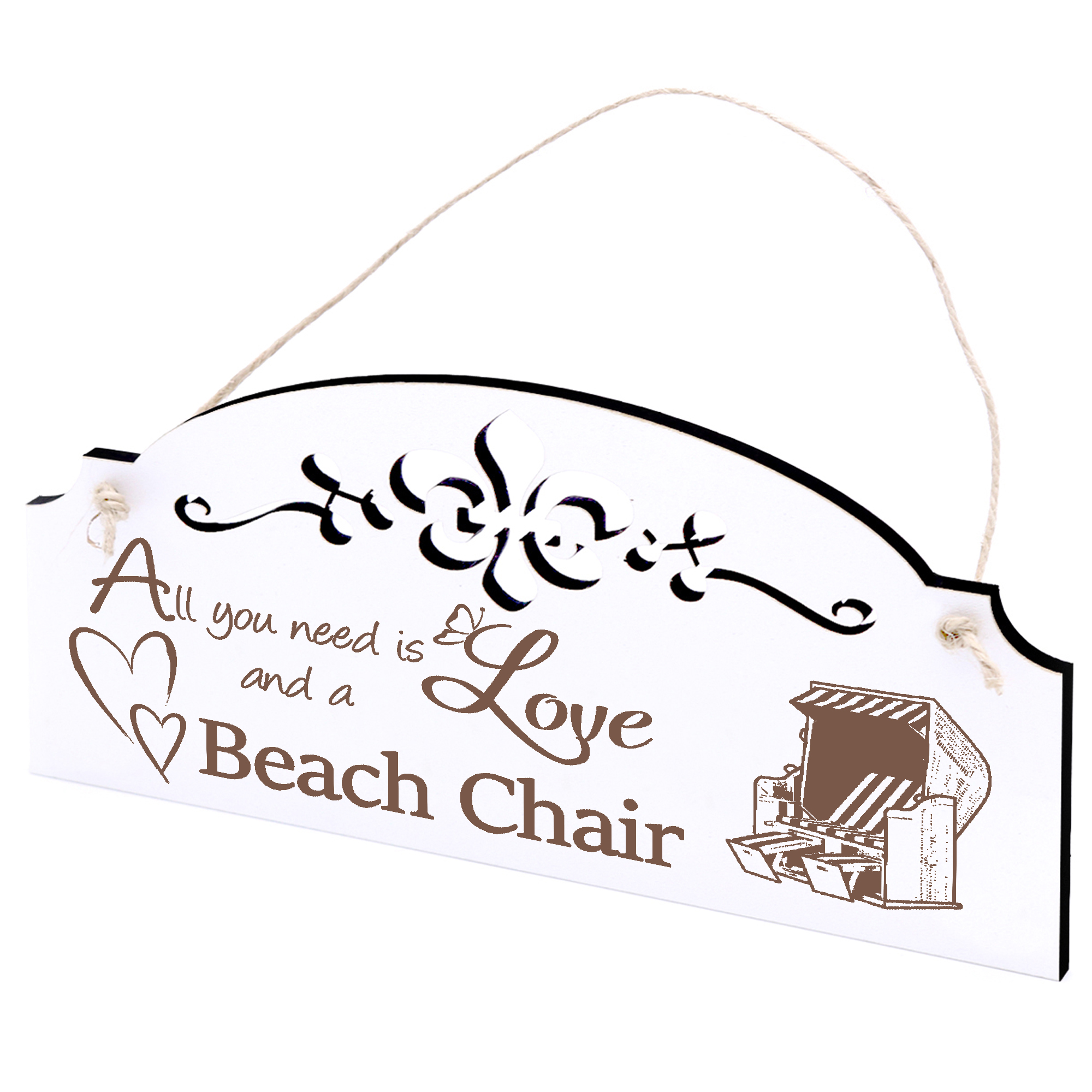 Schild Strandkorb Deko 20x10cm - All you need is Love and a Beach Chair - Holz