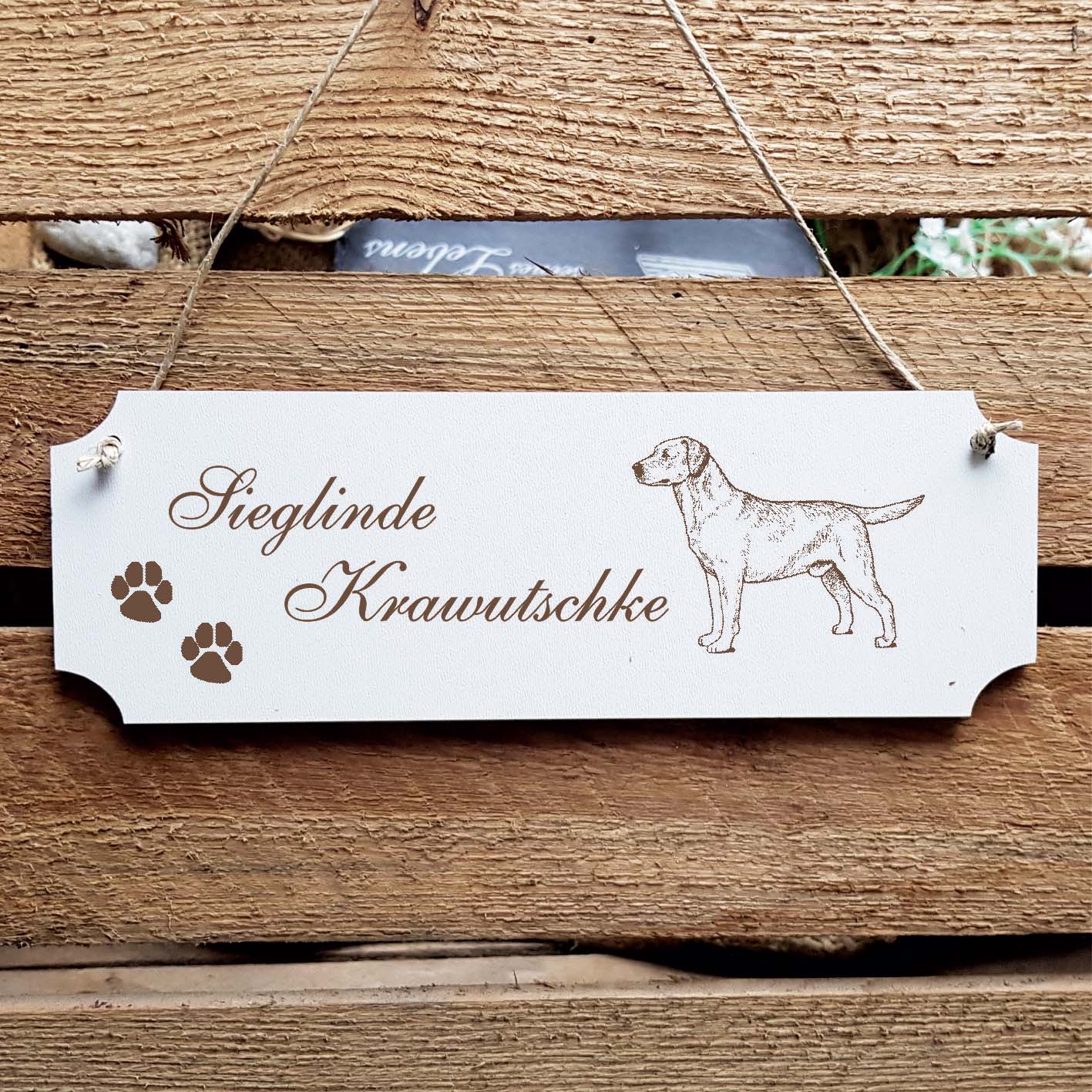 Schild « Labrador Retriever hell » Namensschild Türschild zum Anhängen - 20 x 6,7 cm