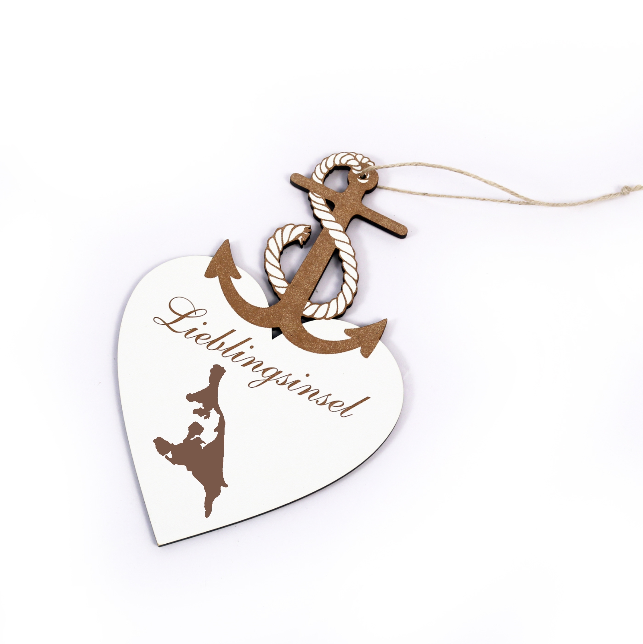 Maritimes Schild « Lieblingsinsel USEDOM » Herz Anker