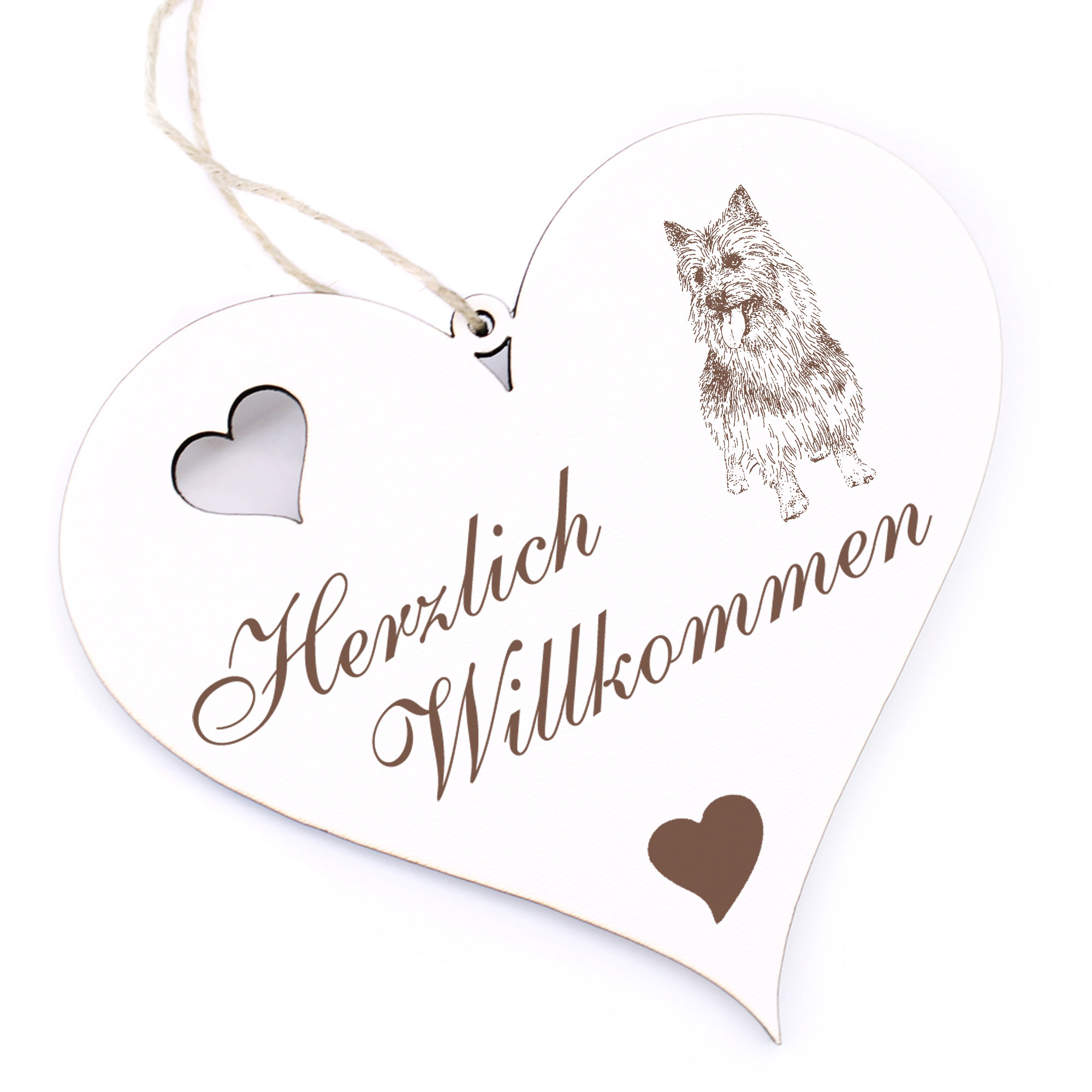 Herzlich Willkommen Schild - Australian Terrier - Deko Herz Holz
