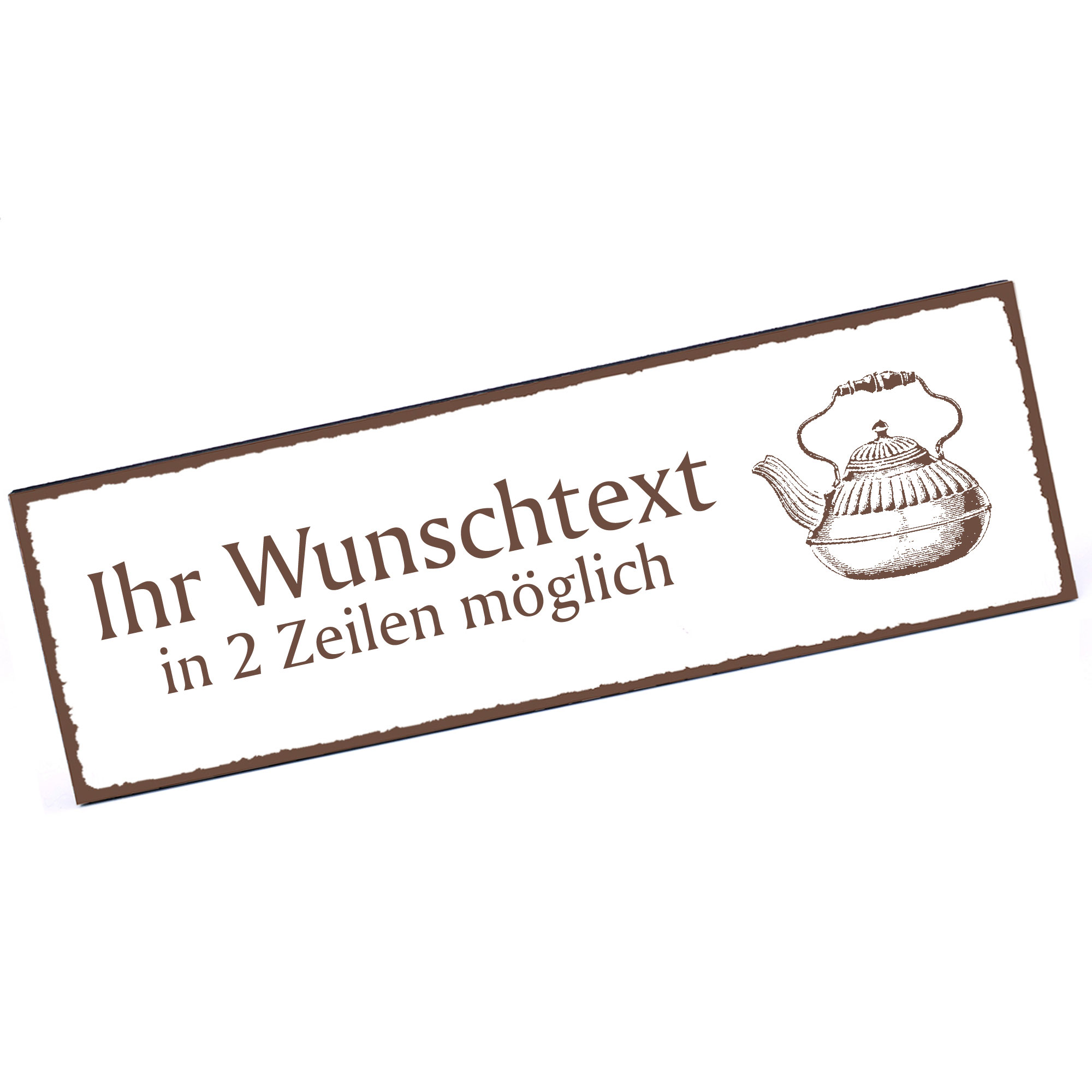 Türschild Teekanne  Namensschild personalisiert mit Gravur - 150mm x 50mm - selbstklebend