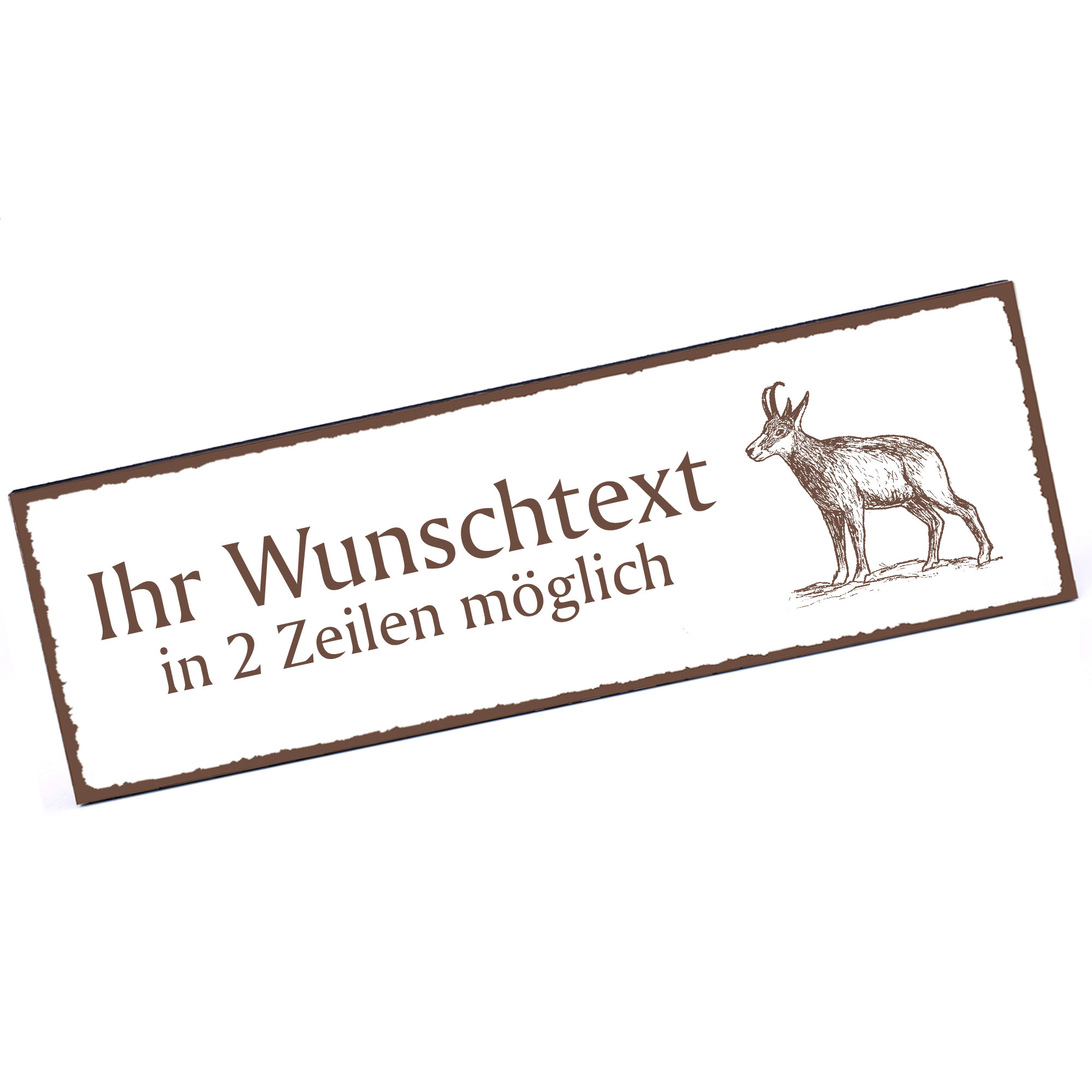 Türschild Gemse  Namensschild personalisiert mit Gravur - 150mm x 50mm - selbstklebend