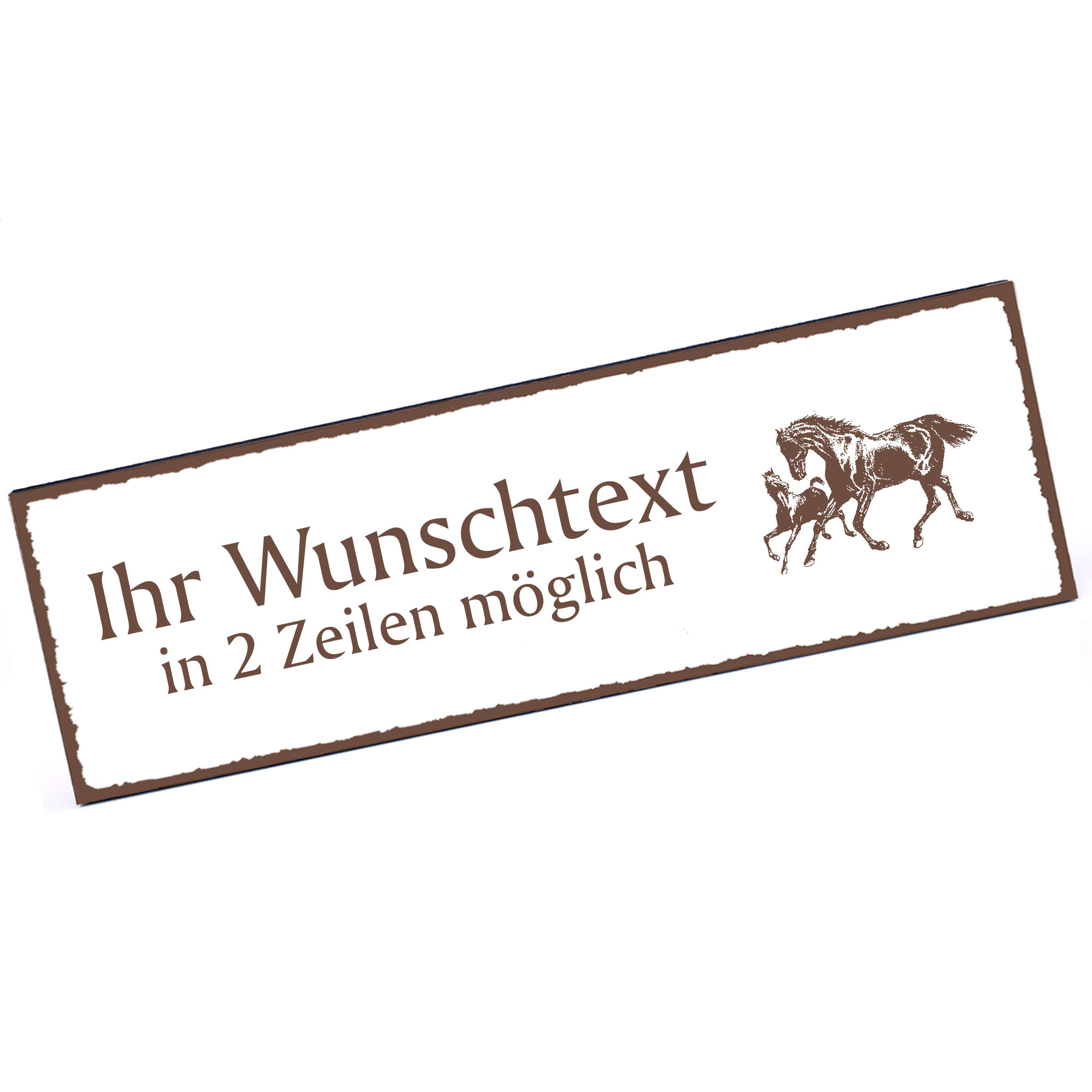 Türschild Pferde mit Fohlen  Namensschild personalisiert mit Gravur - 150mm x 50mm - selbstklebend