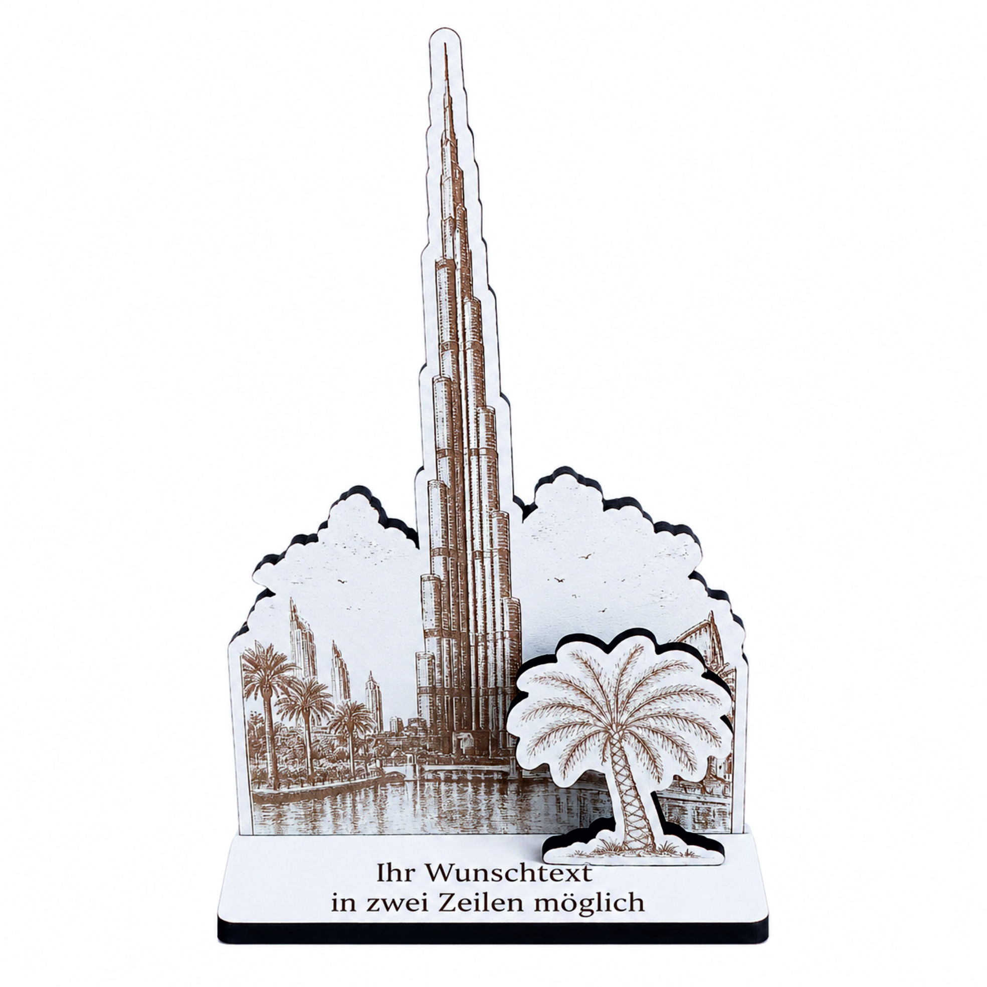Reisegutschein Dubai Burj Khalifa  personalisiert - Schild für Geld Gutschein - 11 x 17 cm