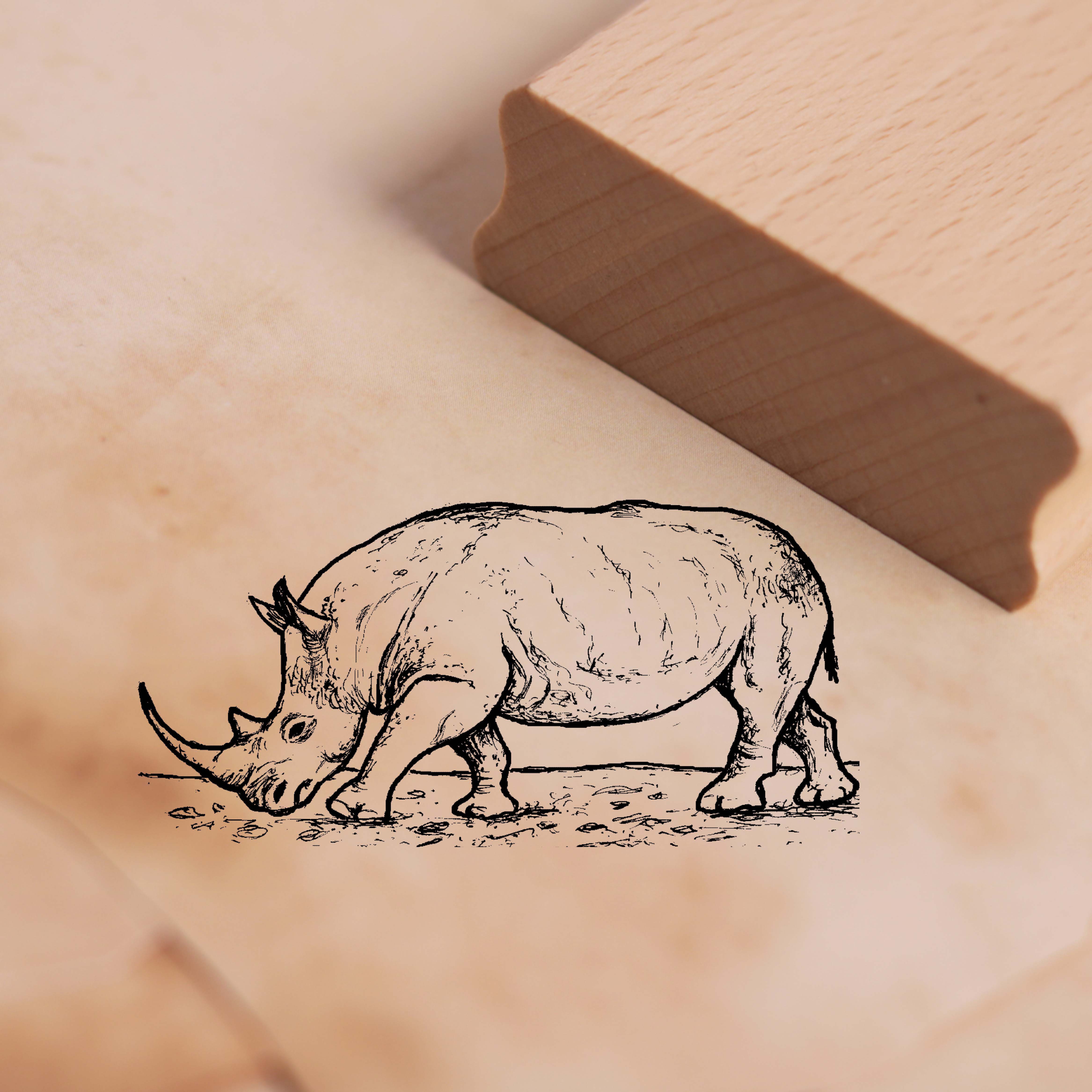Motivstempel Nashorn - Stempel 58 x 28 mm