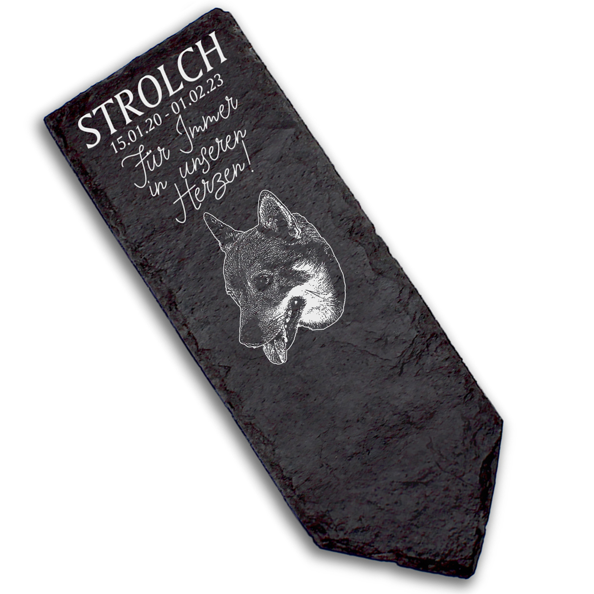 Grabstecker Grabschmuck Grabstein - Schwedischer Wallhund  - Personalisiert Grab Deko 8 x 22 cm Grab